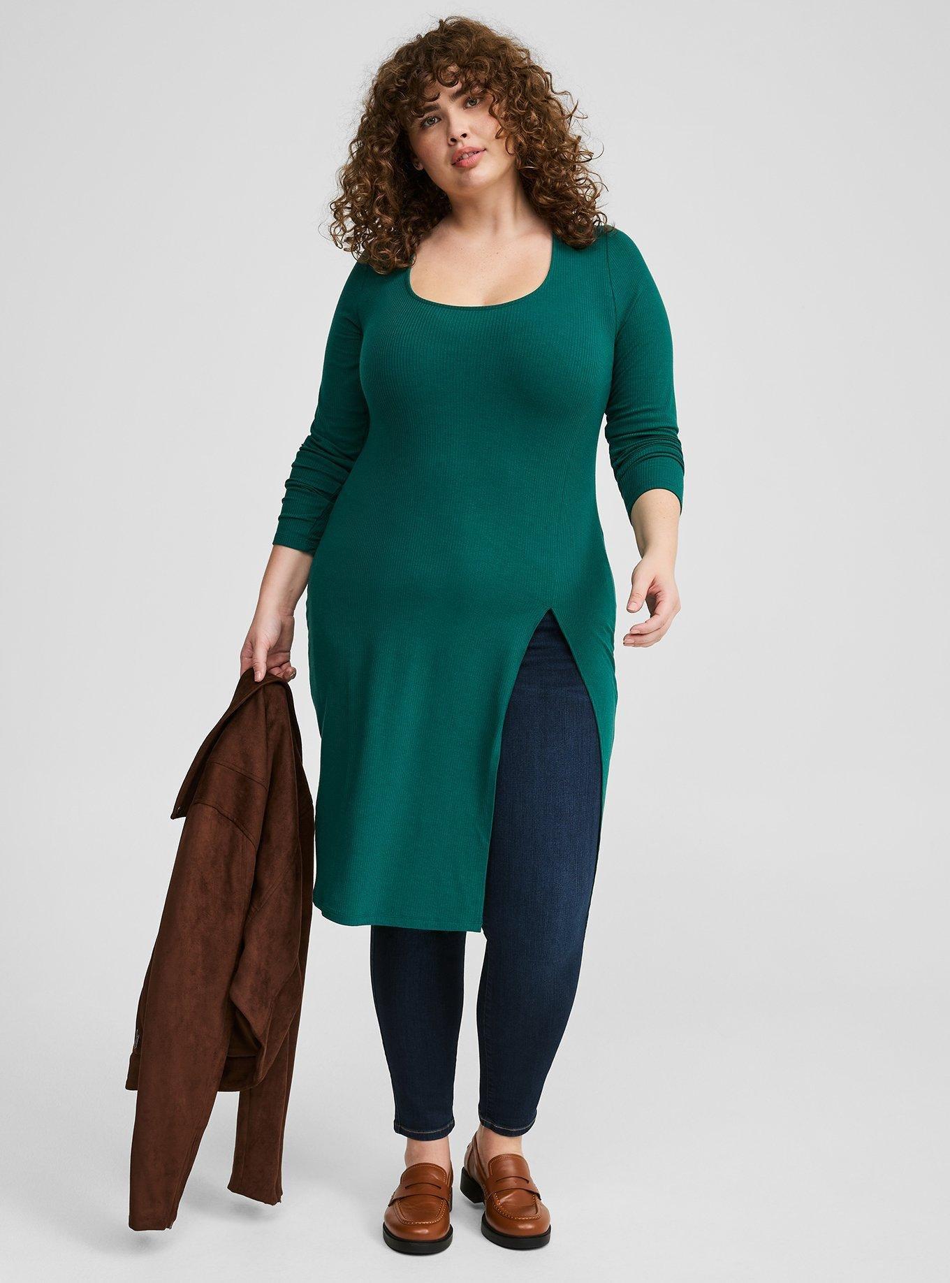 Super Soft Rib Scoop Neck Asymmetrical Hem Top