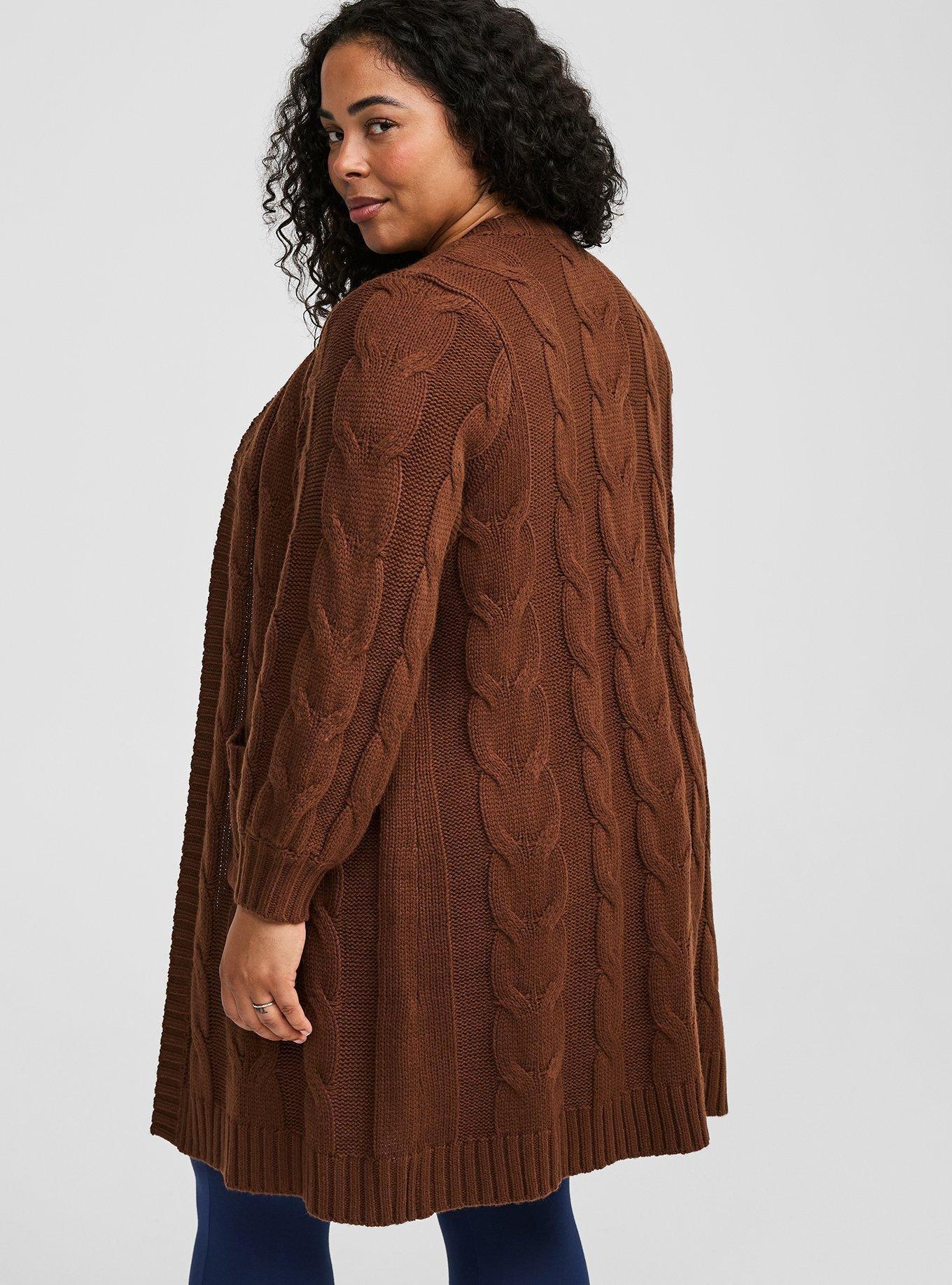 Plus Size Open Cable Knit Coatigan Torrid