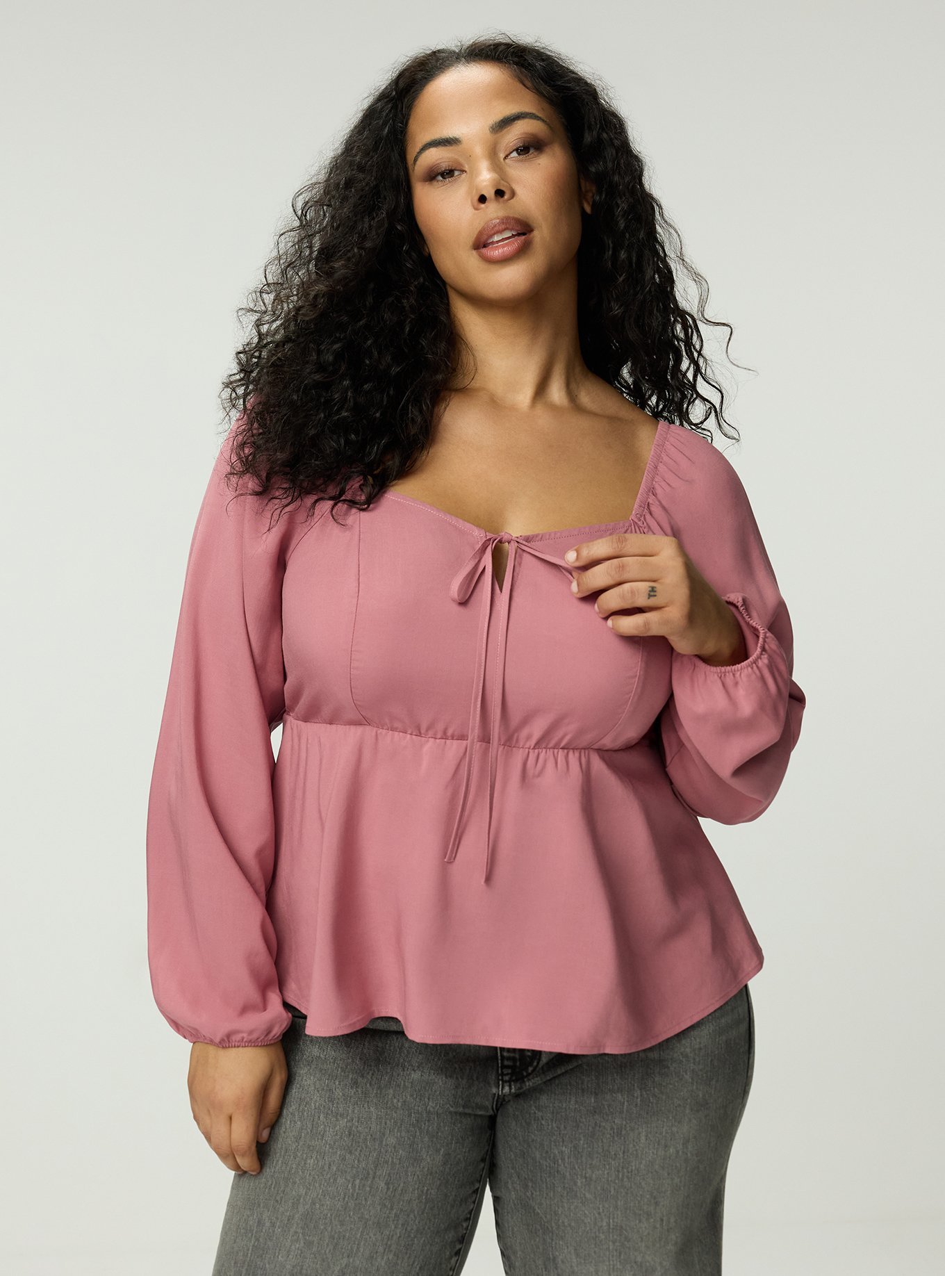 Peplum Challis Sweetheart Top, MESA ROSE, hi-res