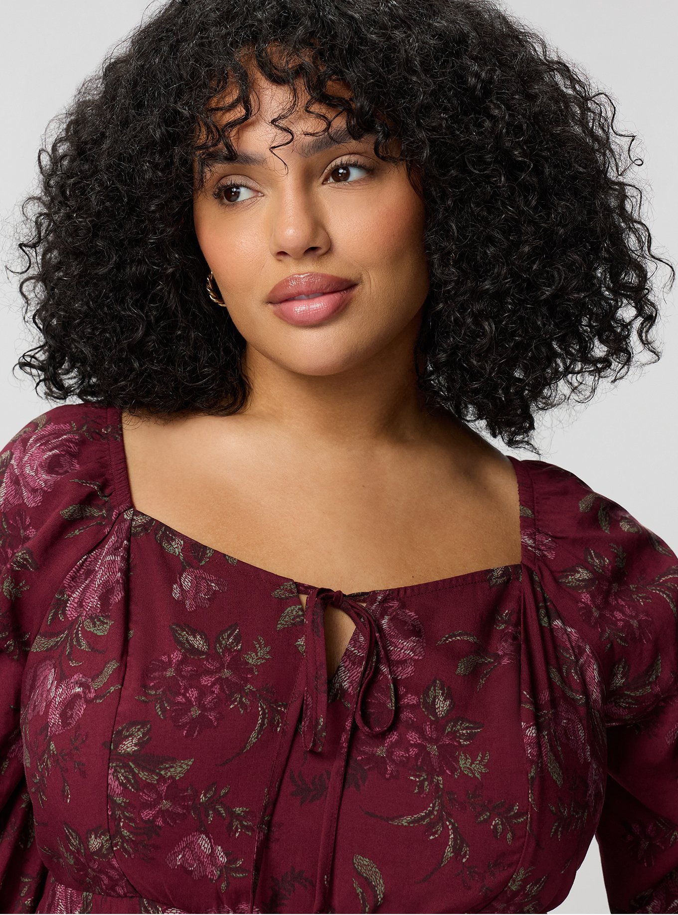 Peplum Challis Sweetheart Top, HEIDI FLORAL BURGUNDY, alternate