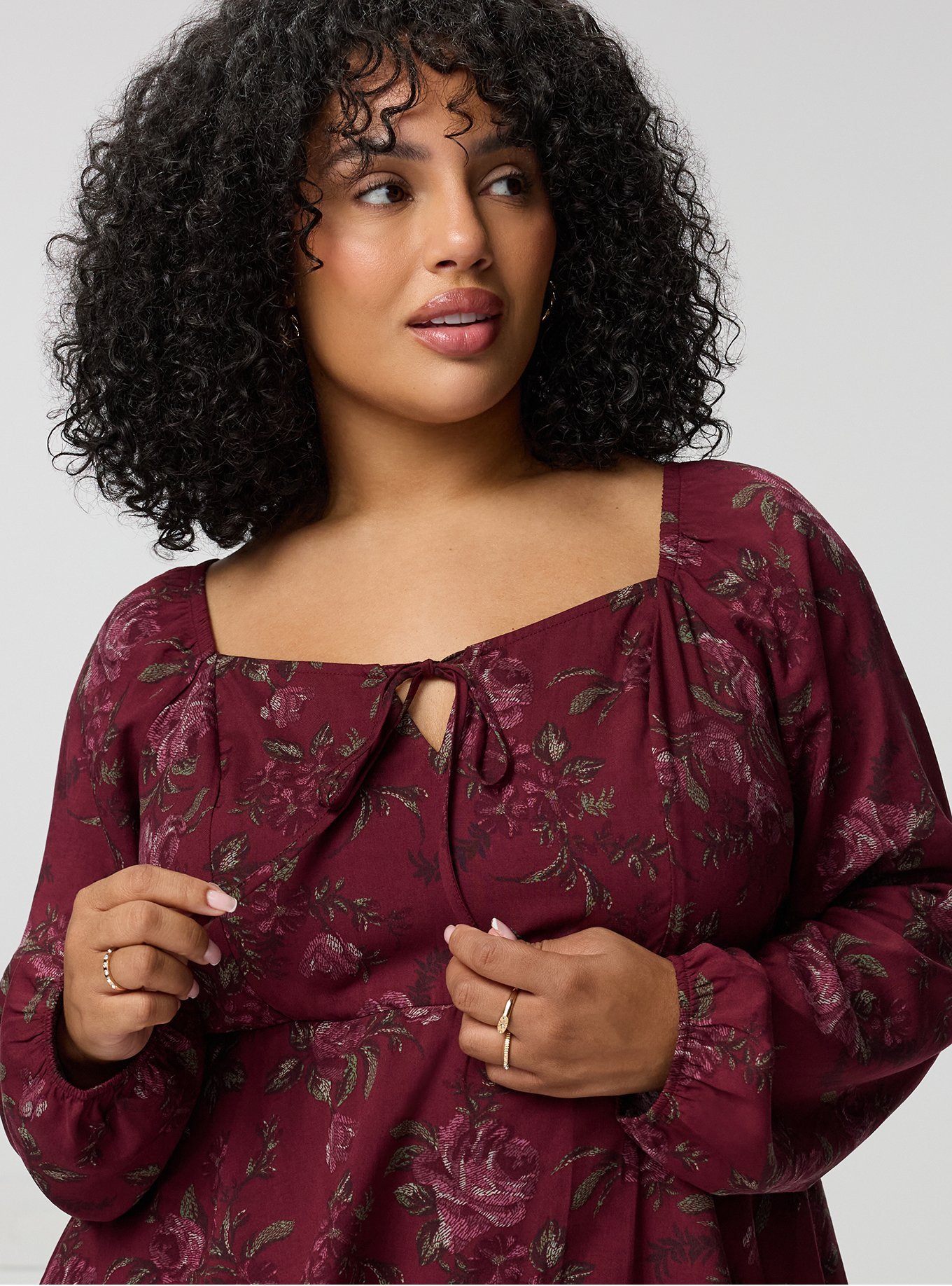 Peplum Challis Sweetheart Top, HEIDI FLORAL BURGUNDY, alternate
