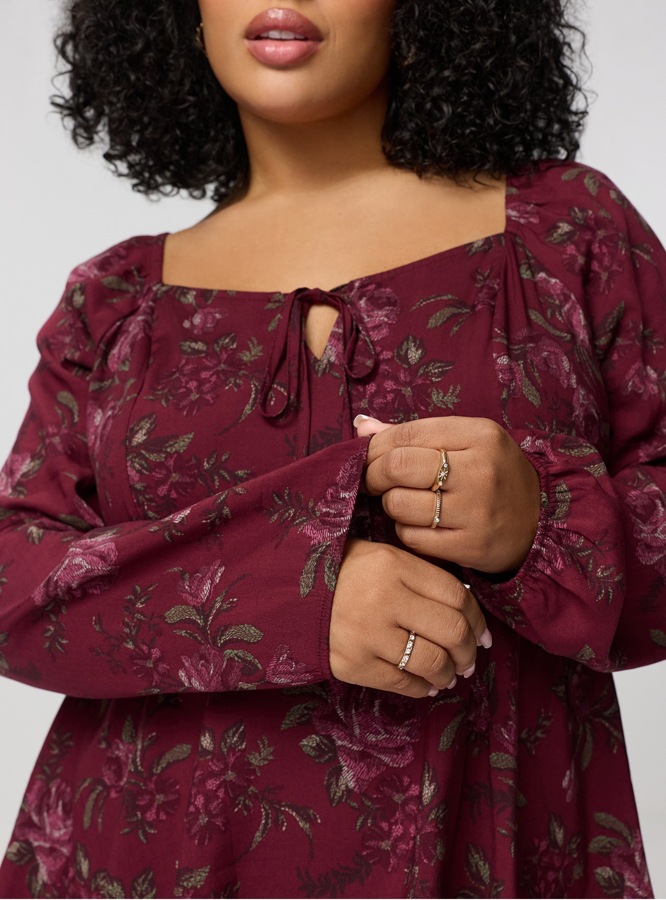 Peplum Challis Sweetheart Top, HEIDI FLORAL BURGUNDY, alternate