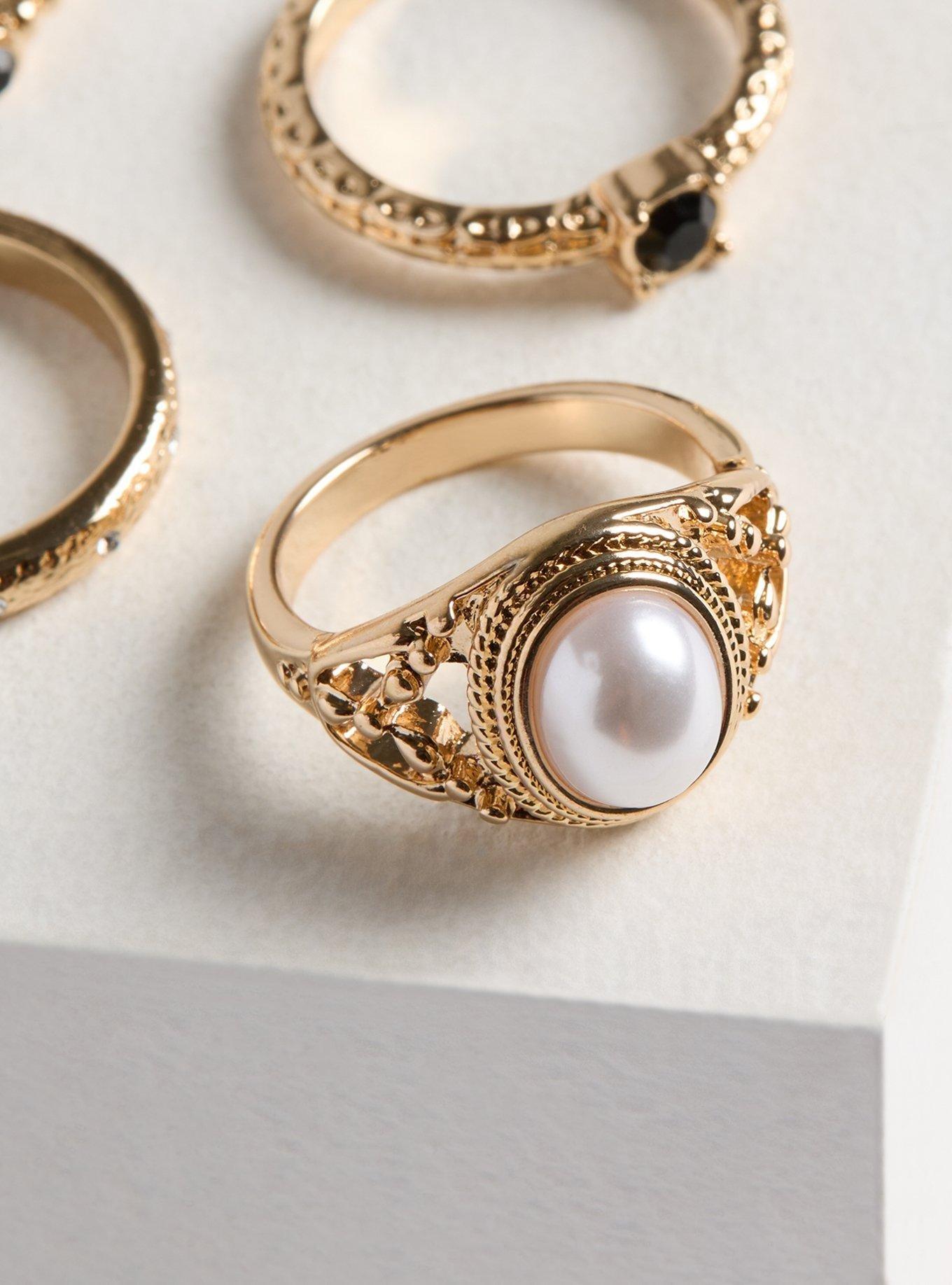 Textured Ring Set, GOLD, alternate