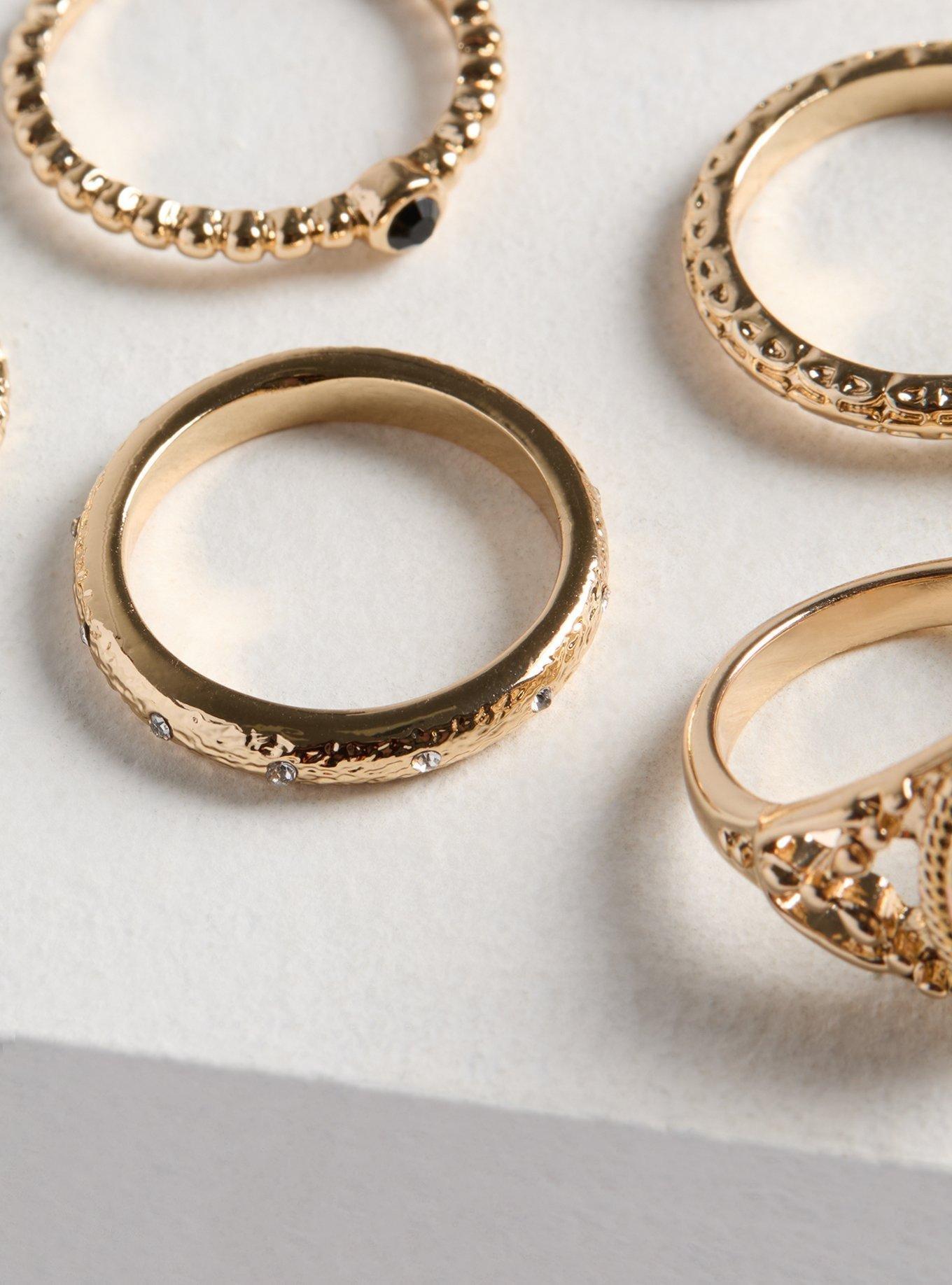 Textured Ring Set, GOLD, alternate