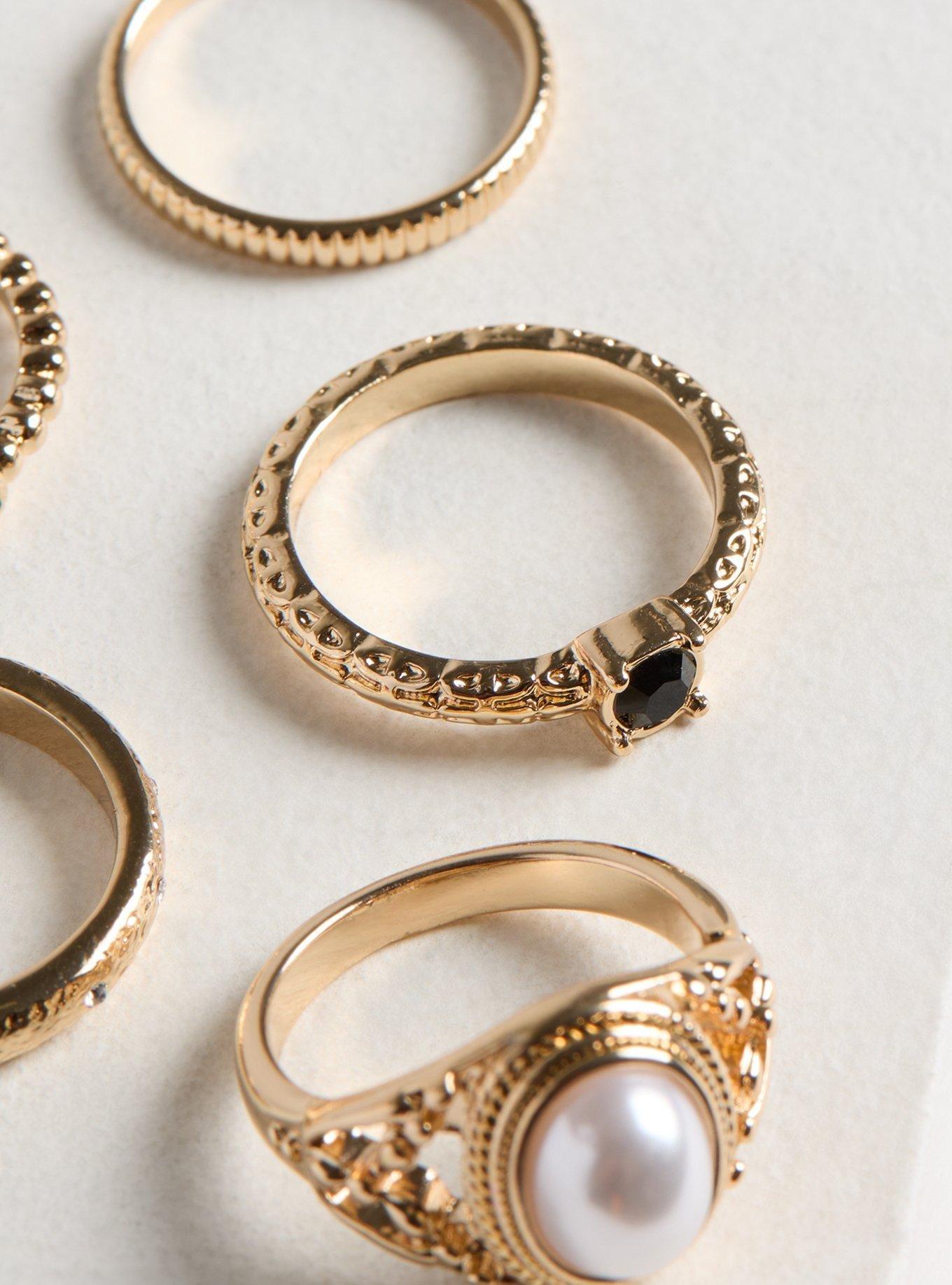 Textured Ring Set, GOLD, alternate