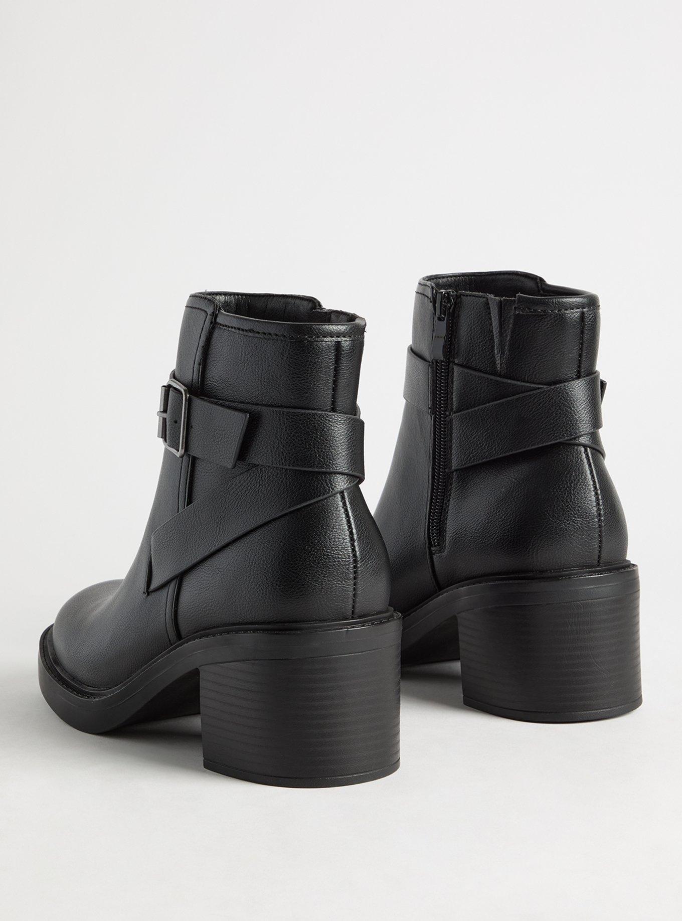 Ankle Buckle Strap Heeled Bootie (WW)