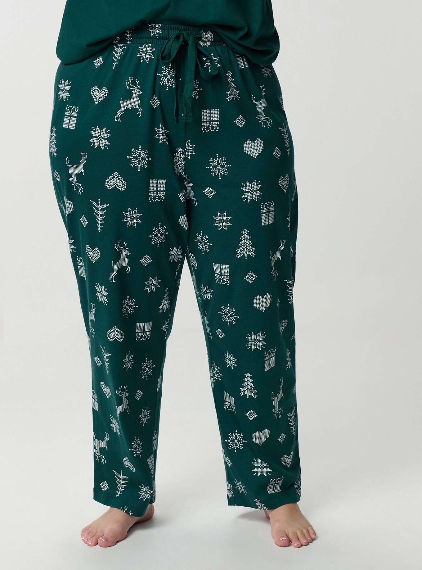 Plus Size Cotton Sleep Pant, FAIRISLE ICONS GREEN, alternate