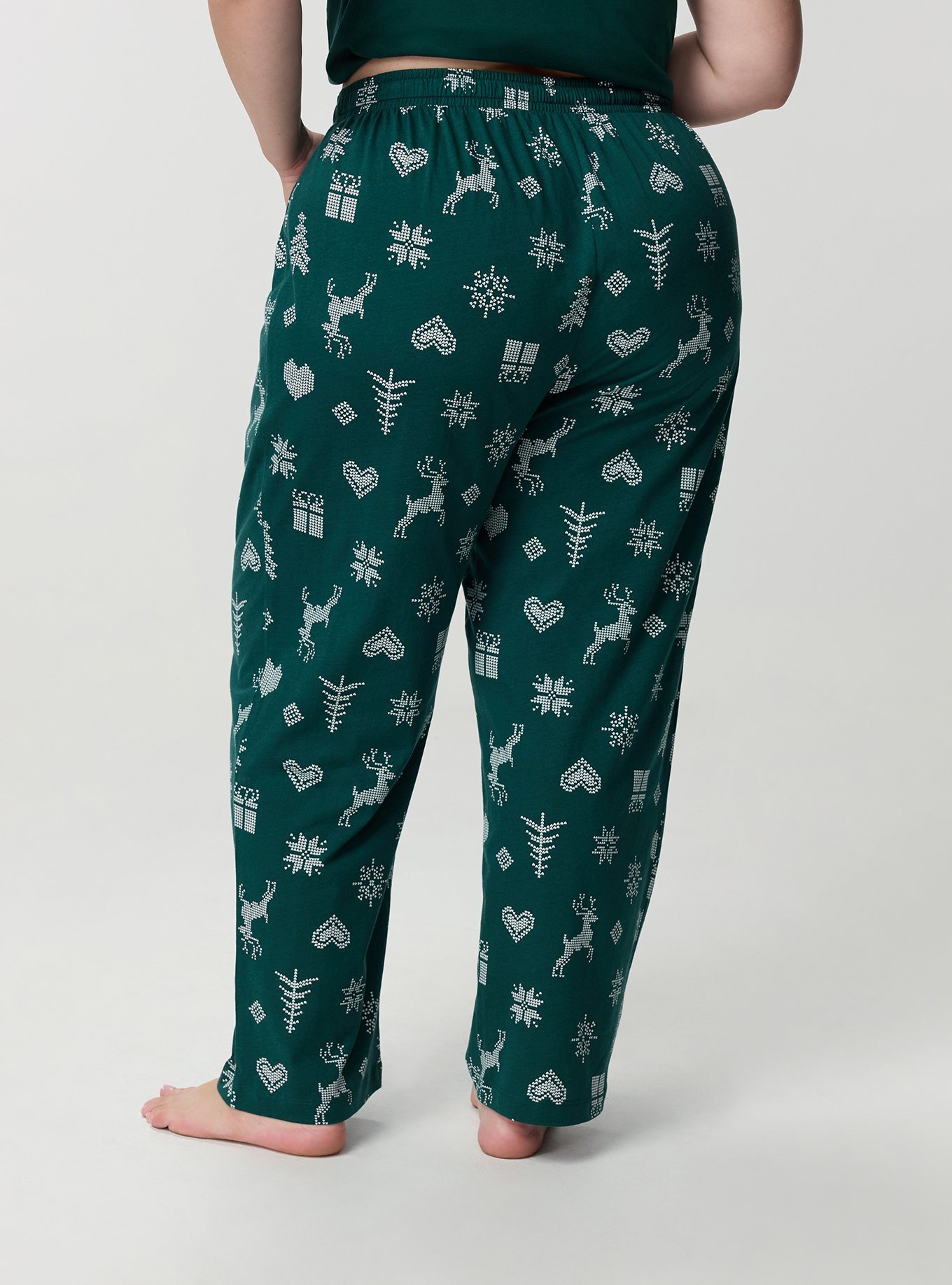 Plus Size Cotton Sleep Pant, FAIRISLE ICONS GREEN, alternate