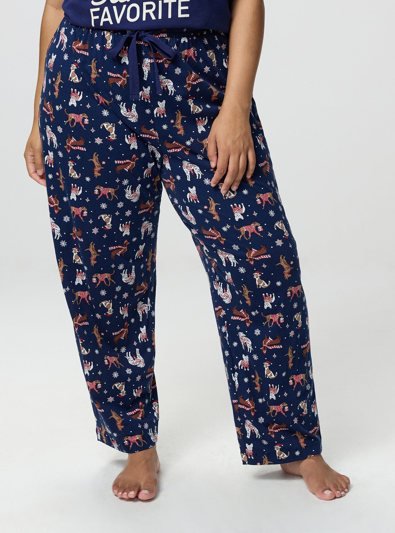 Plus Size Cotton Sleep Pant, HOLIDAY DOGS NAVY, alternate