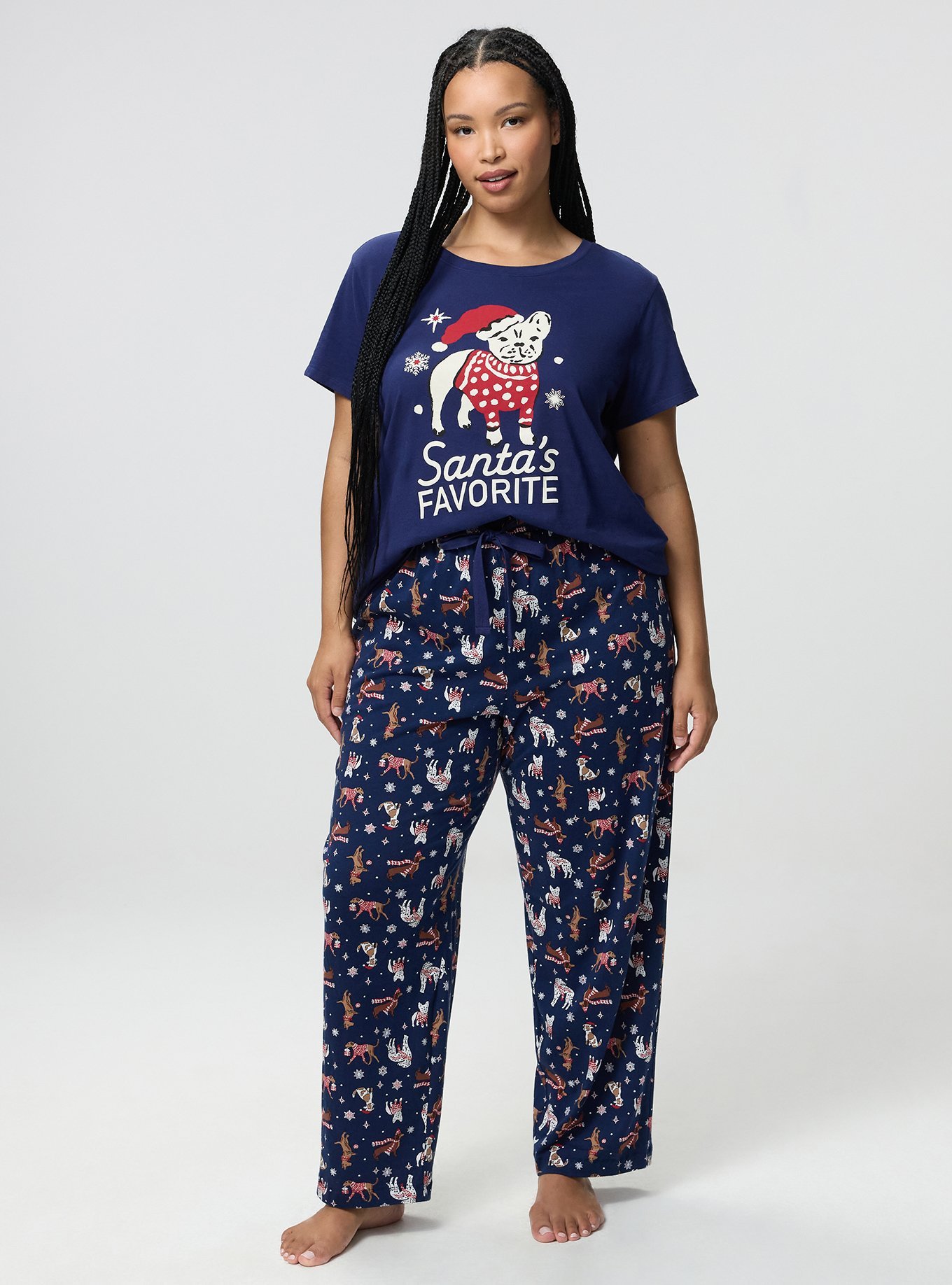 Plus Size Cotton Sleep Pant, HOLIDAY DOGS NAVY, hi-res