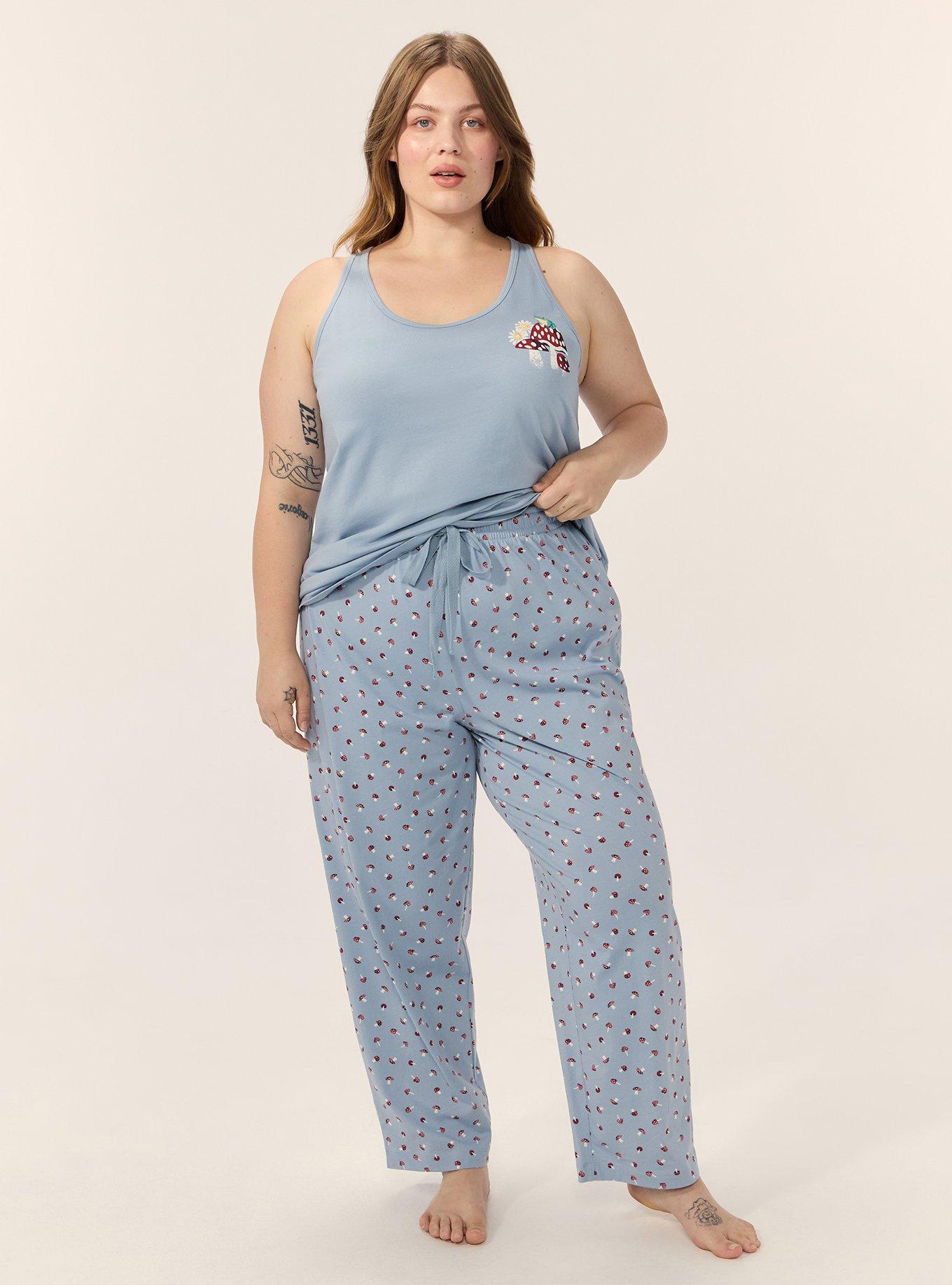 Cotton Sleep Pant, MUSHROOM FOREST DUSTY BLUE, hi-res