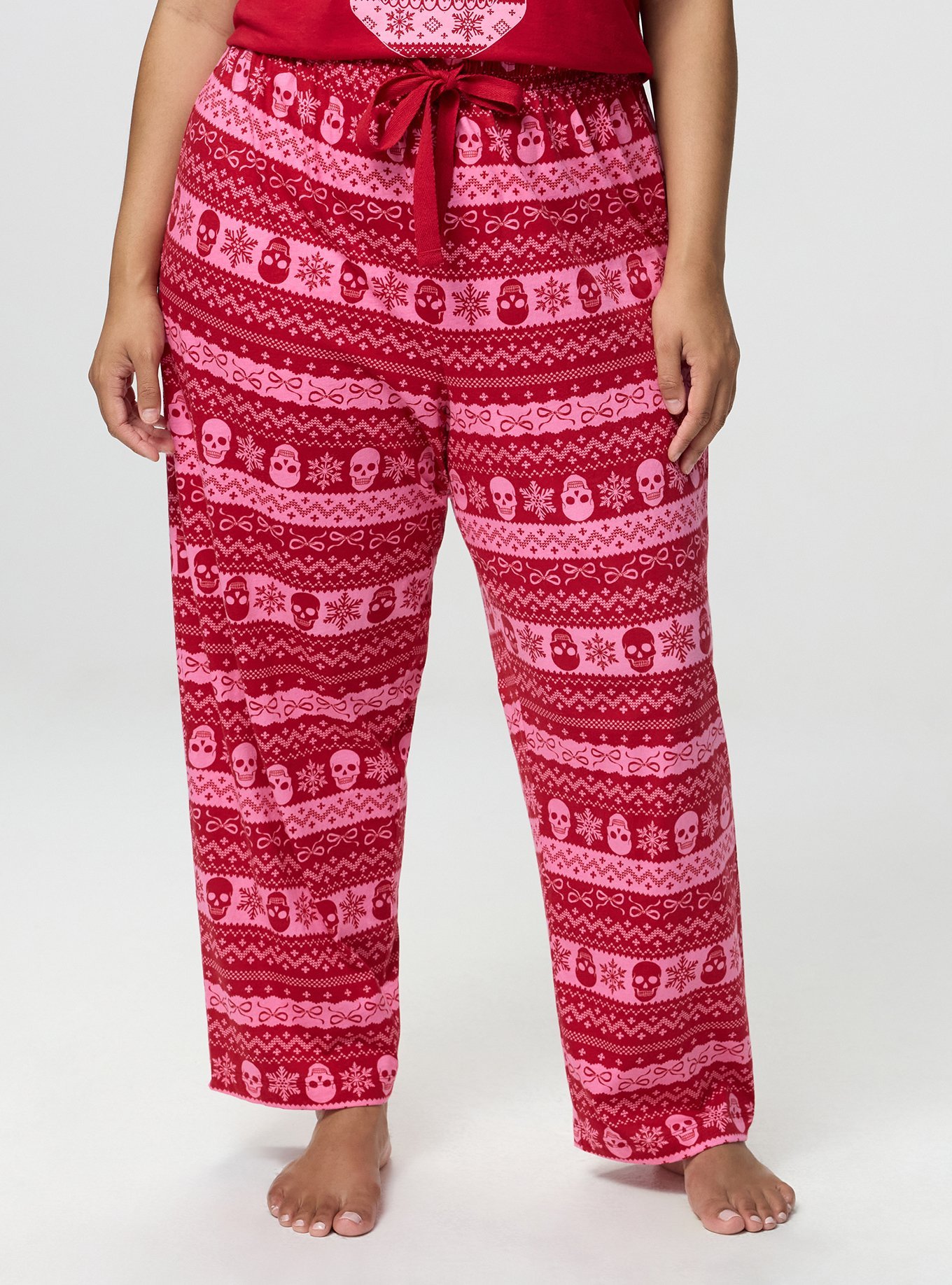 Plus Size Cotton Sleep Pant, BOWS N SNOW FAIRISLE RED, alternate
