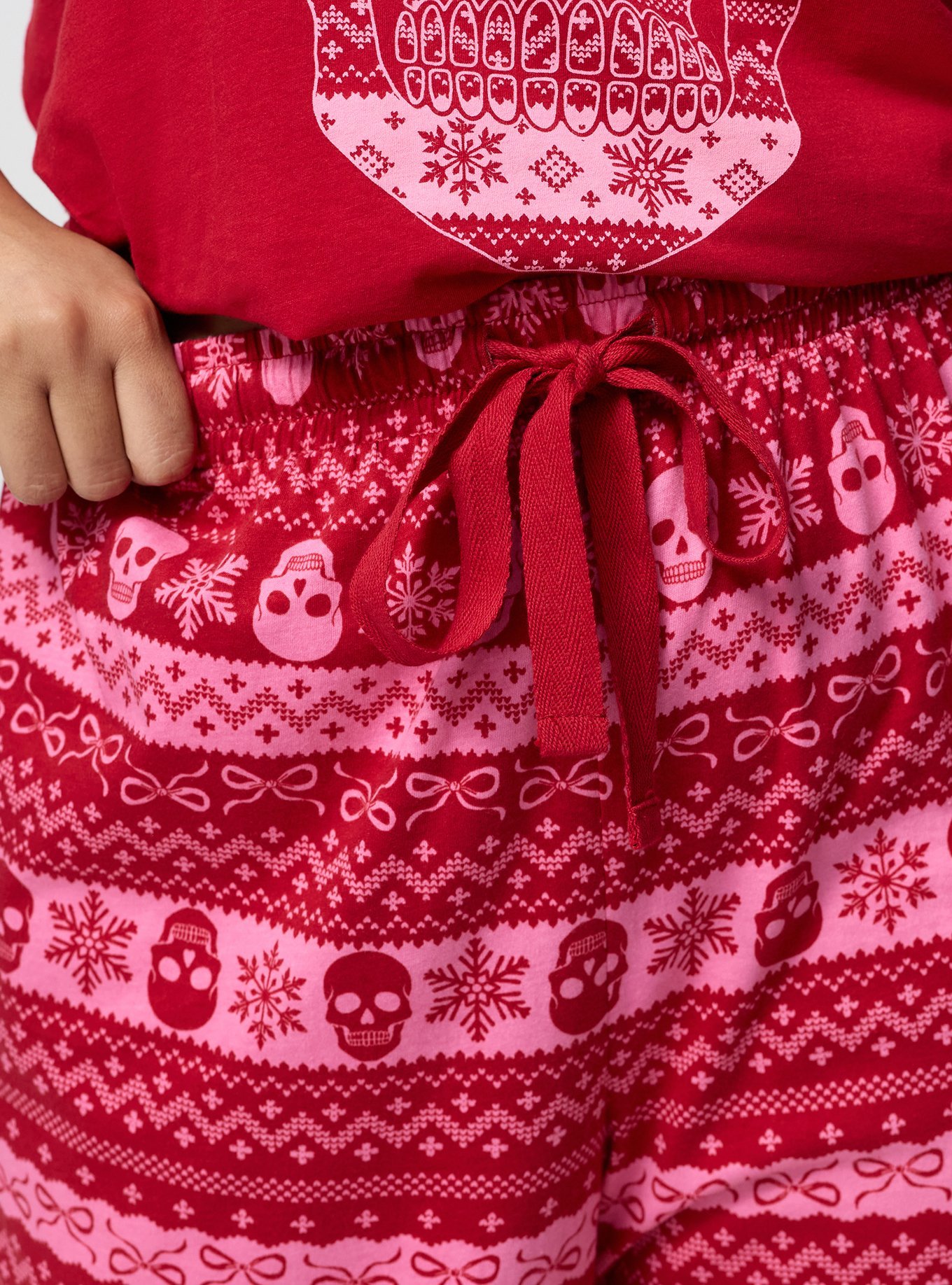 Plus Size Cotton Sleep Pant, BOWS N SNOW FAIRISLE RED, alternate