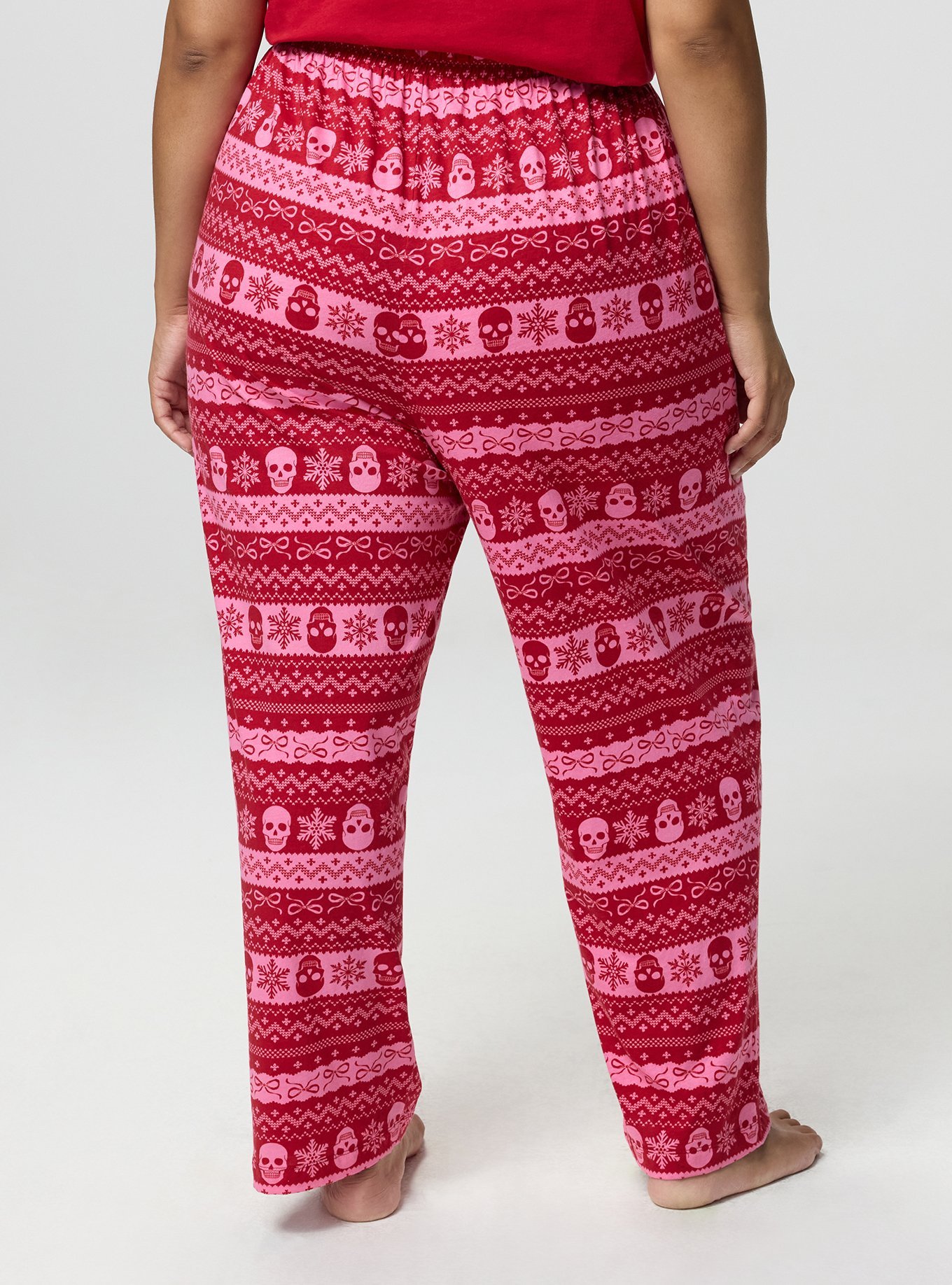 Plus Size Cotton Sleep Pant, BOWS N SNOW FAIRISLE RED, alternate