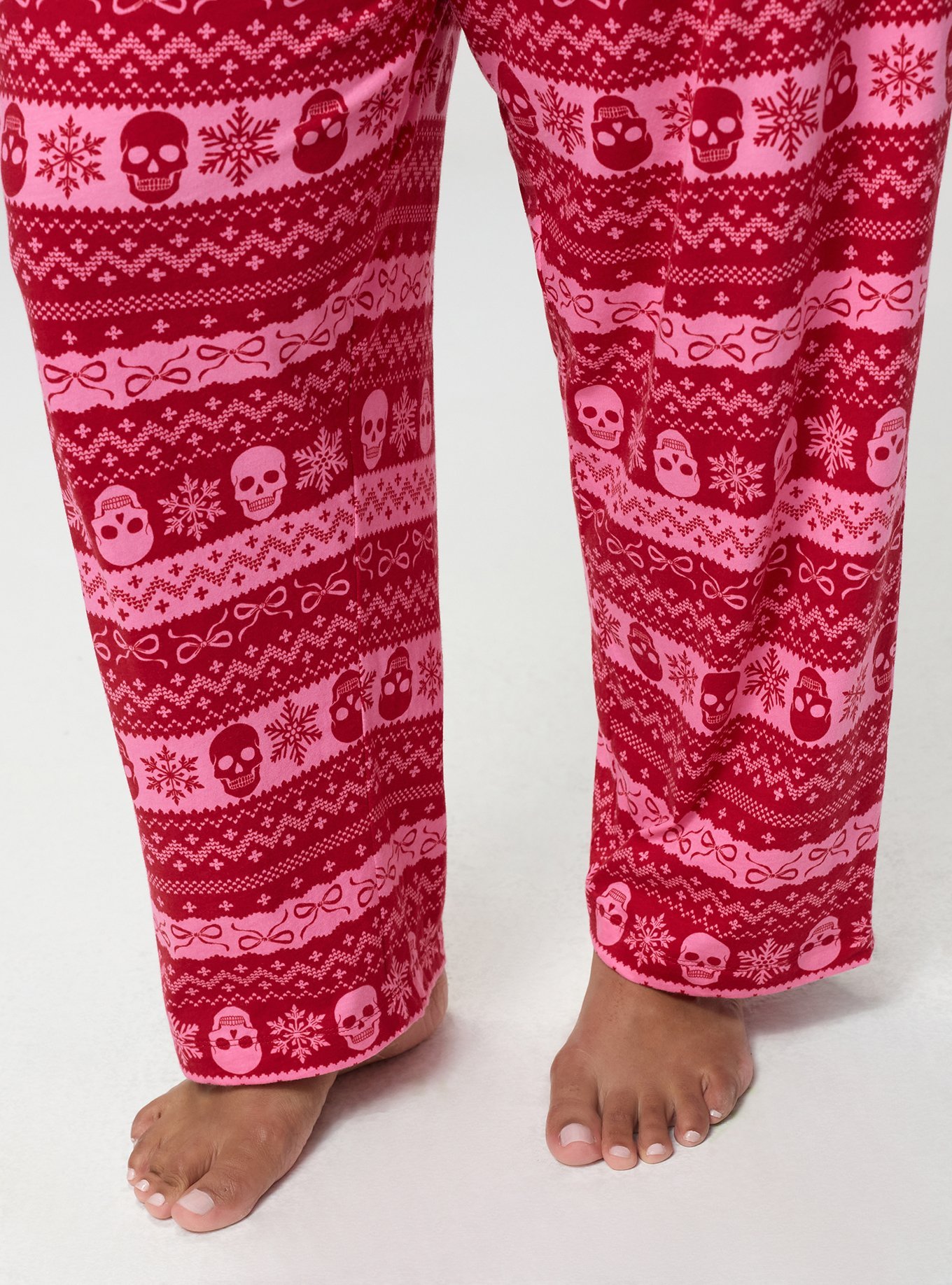 Plus Size Cotton Sleep Pant, BOWS N SNOW FAIRISLE RED, alternate