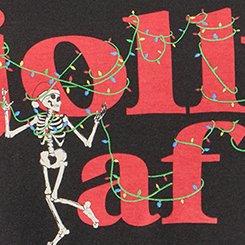 Cotton Racerback Sleep Tank, JOLLY AF SKELETON DEEP BLACK, swatch