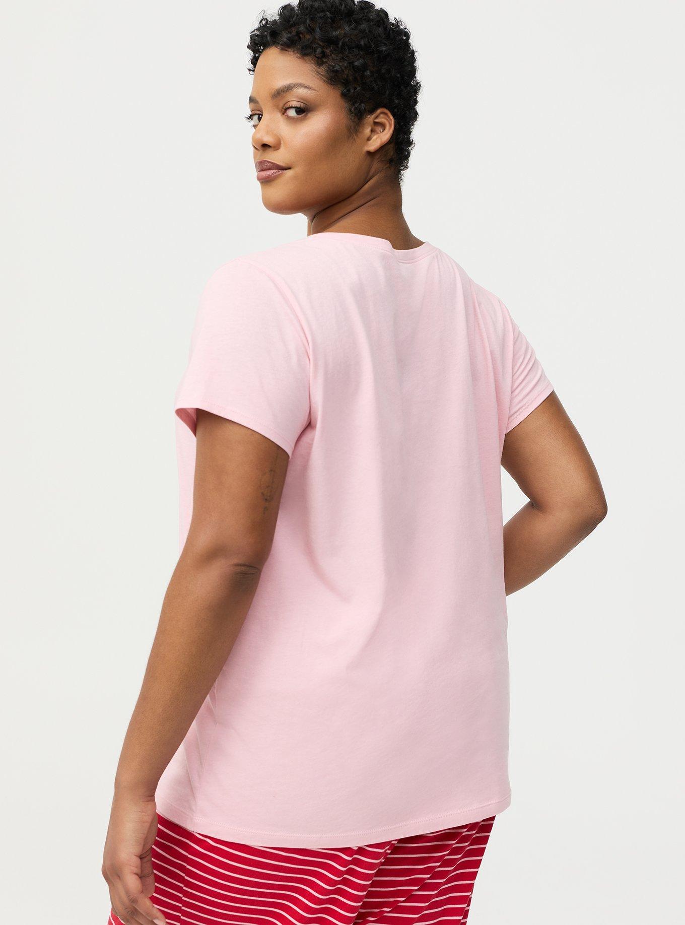 Cotton Relaxed Crew Sleep Tee, DOILY HEART PINK, alternate