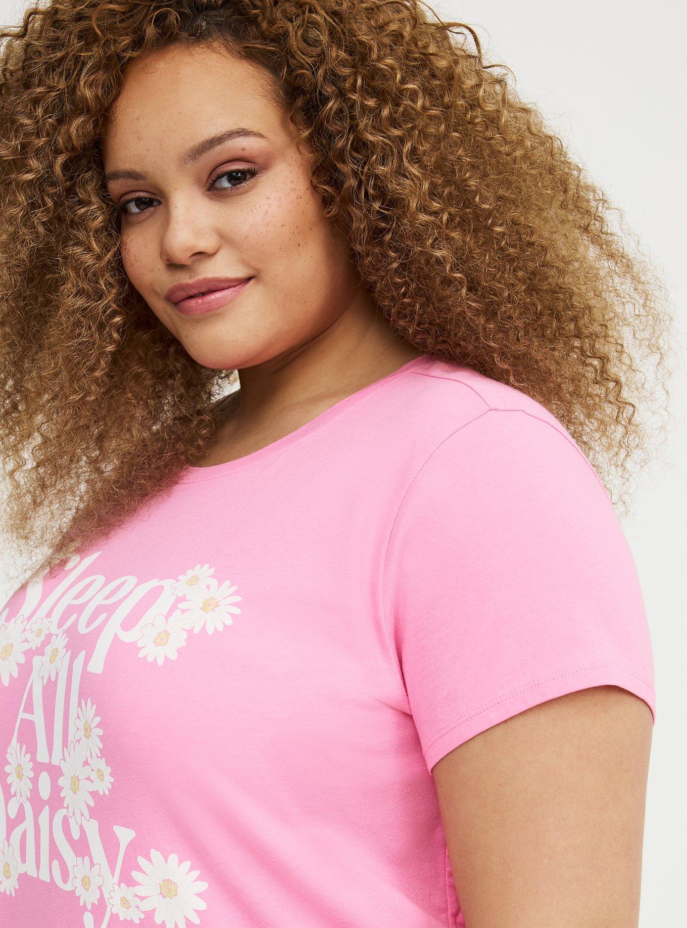 Cotton Relaxed Crew Sleep Tee, SLEEP ALL DAISY PINK, alternate