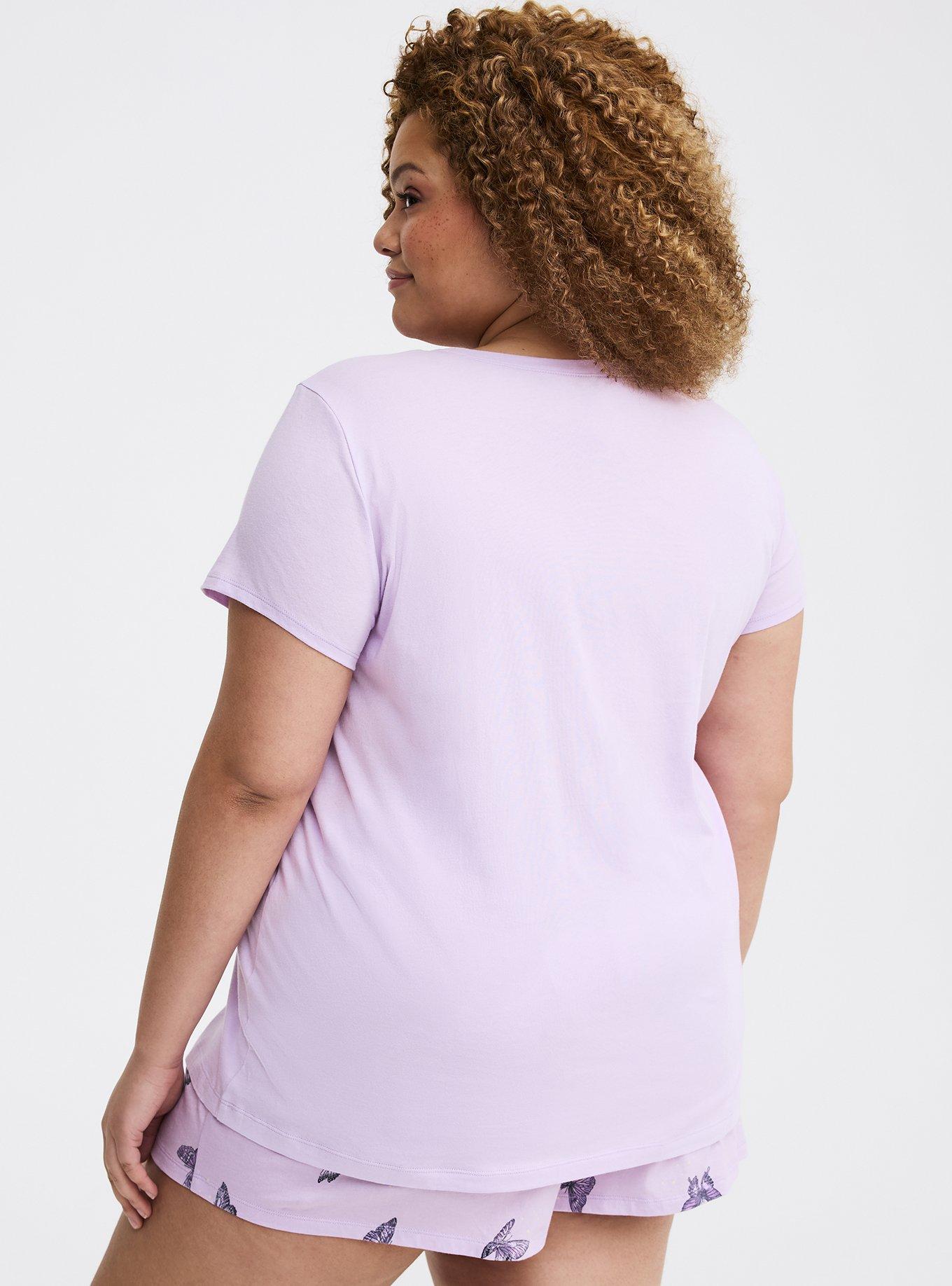 Cotton Relaxed Crew Sleep Tee, RESTING NAP FACE PURPLE, alternate