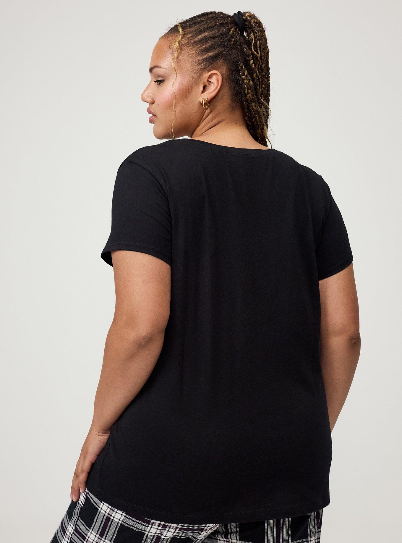 Cotton Relaxed Crew Sleep Tee, ETERNALLY BOOKED GHOST BLACK, alternate