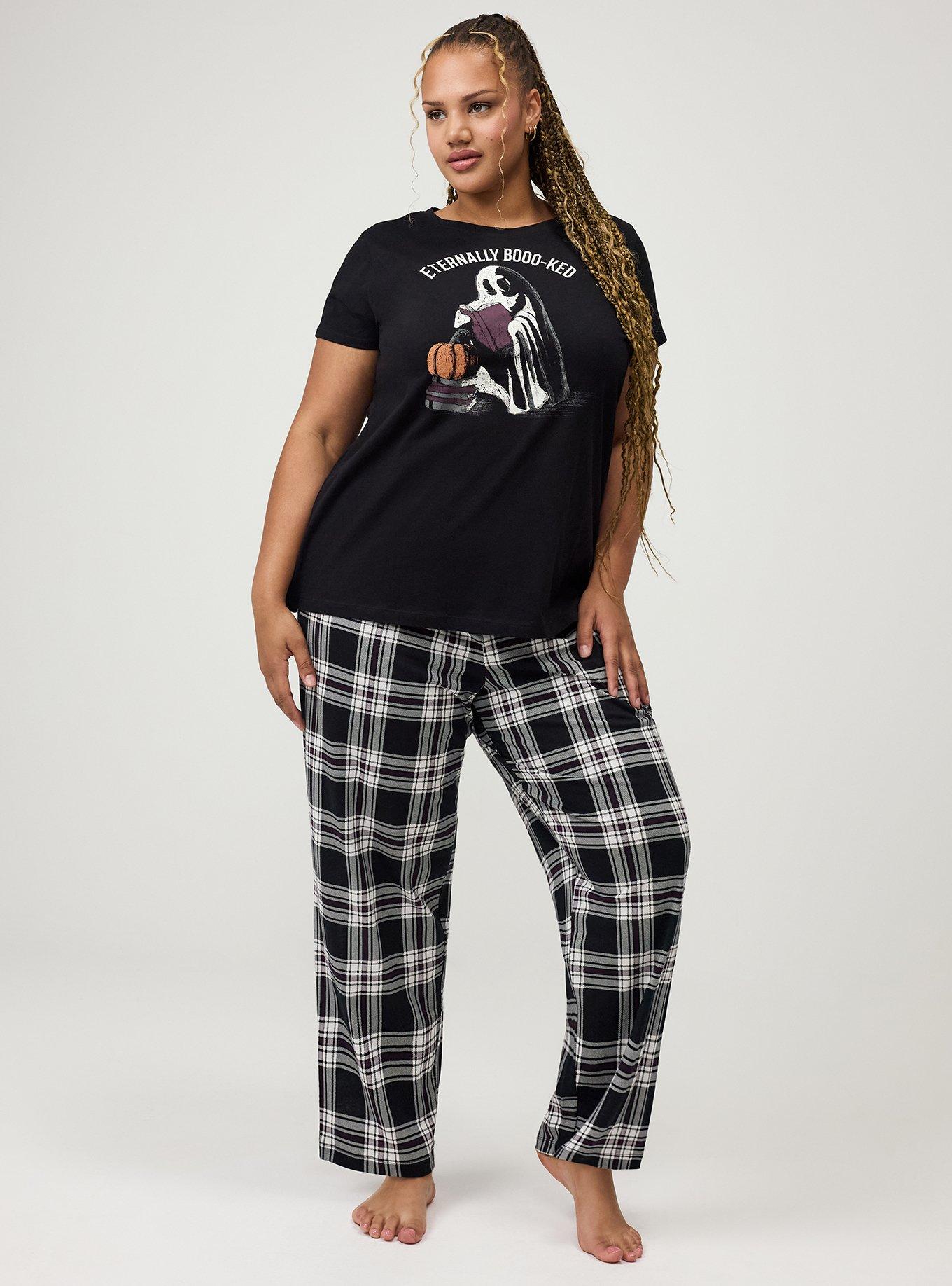 Cotton Relaxed Crew Sleep Tee, ETERNALLY BOOKED GHOST BLACK, alternate