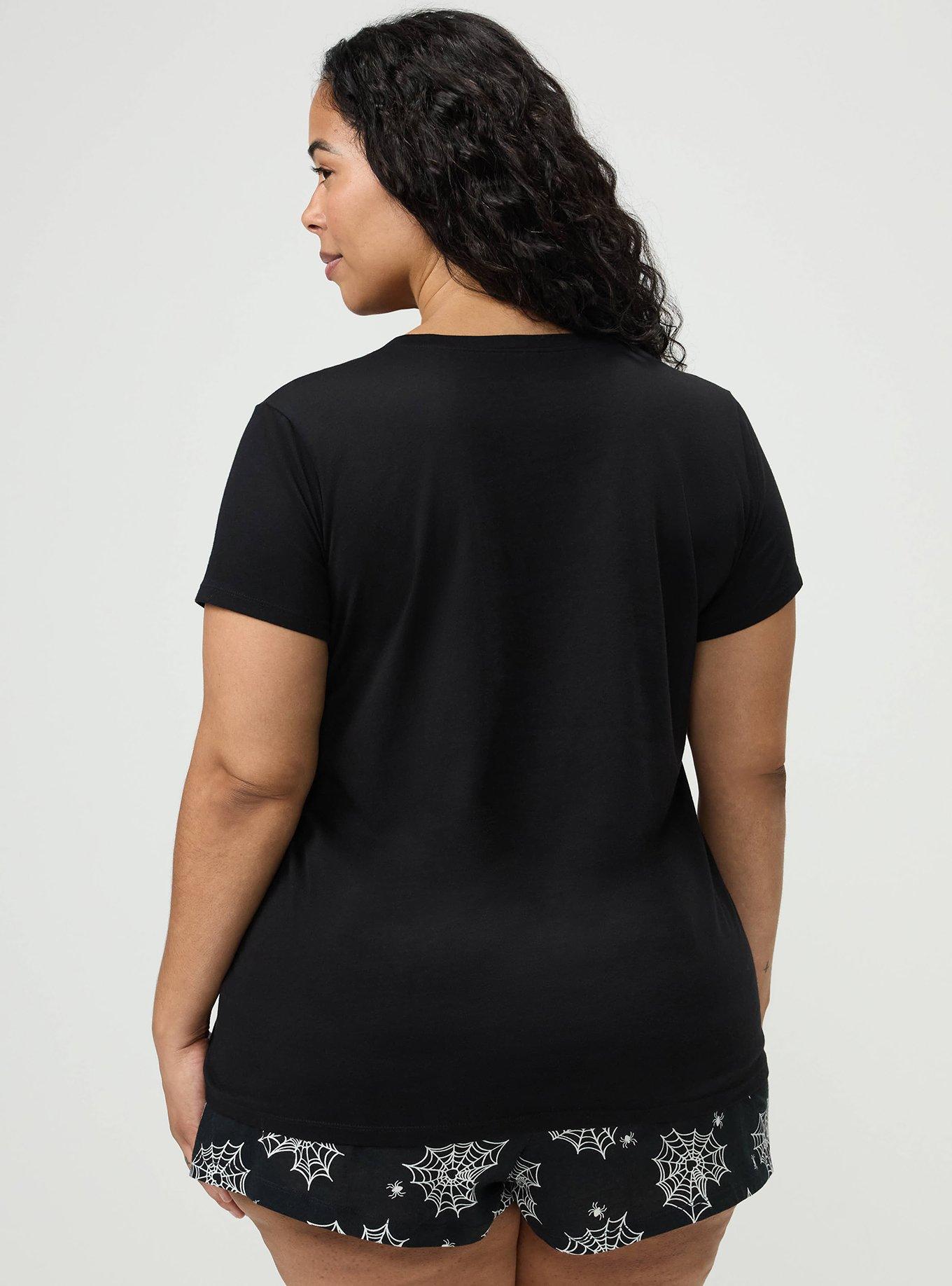 Cotton Relaxed Crew Sleep Tee, WEBBED HEART BLACK, alternate