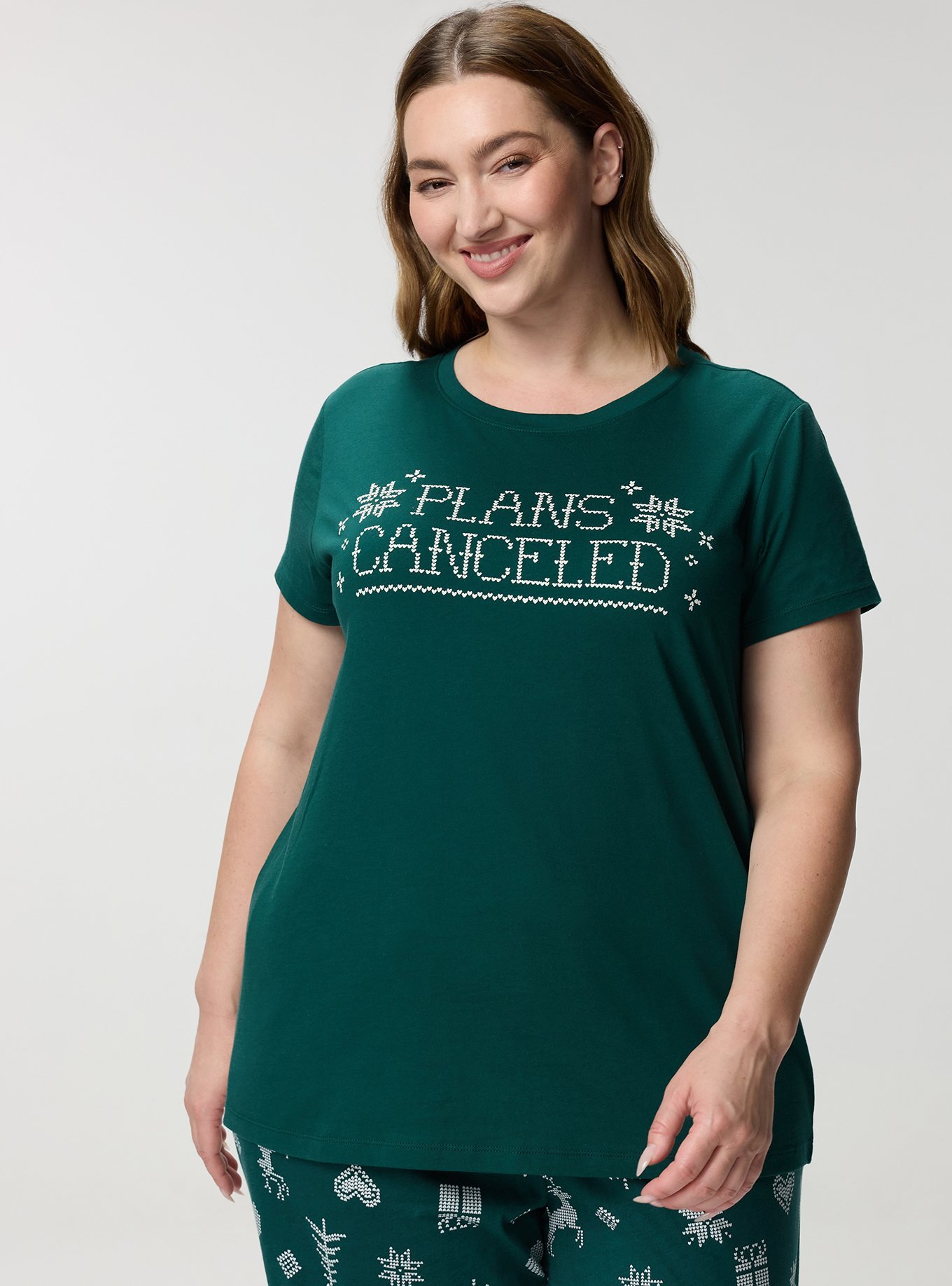 Cotton Relaxed Crew Sleep Tee, PLANS CANCELED FARISLE GREEN, alternate