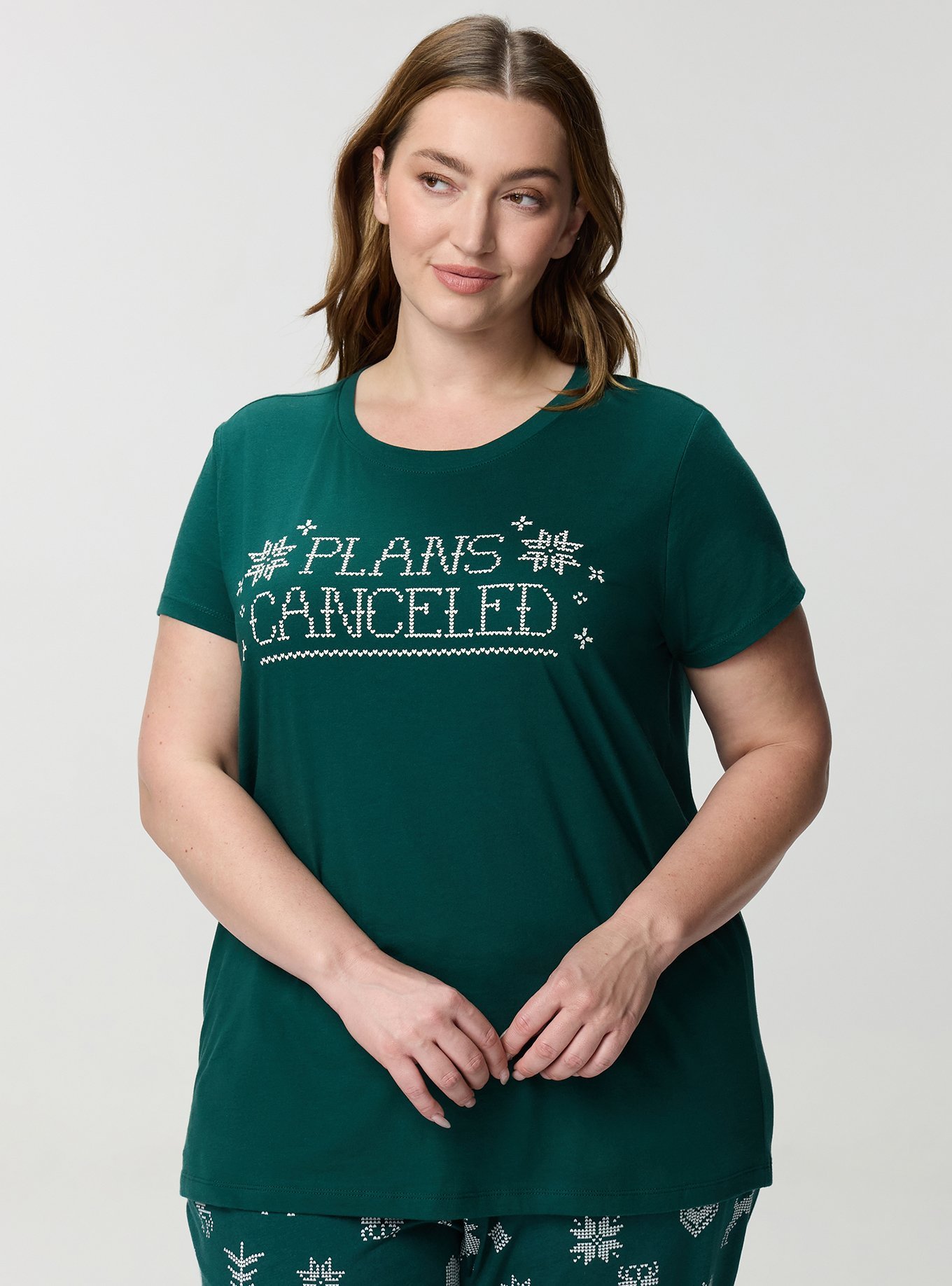Cotton Relaxed Crew Sleep Tee, PLANS CANCELED FARISLE GREEN, hi-res