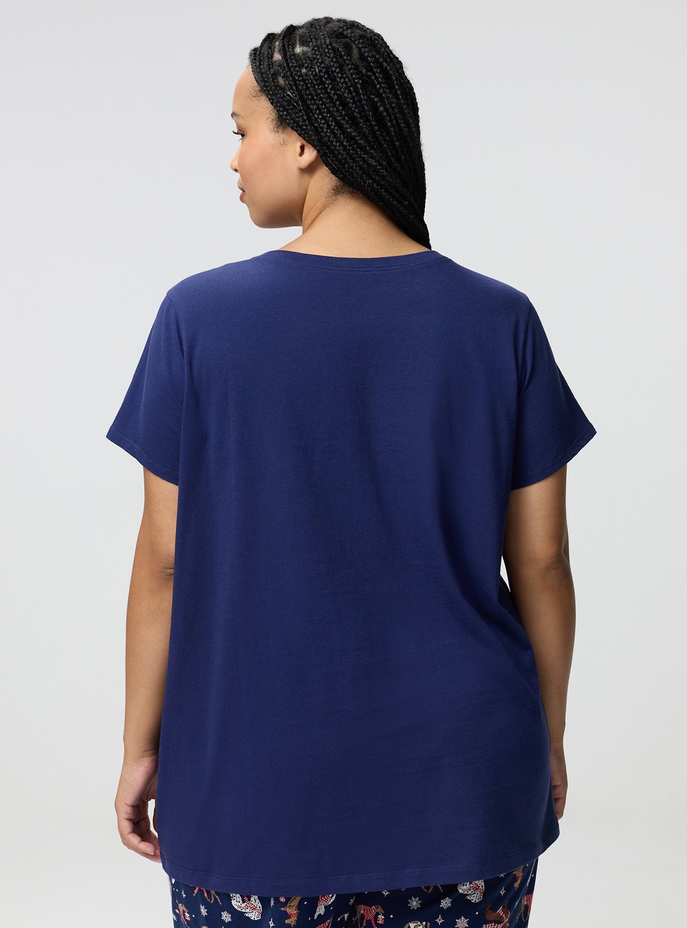 Cotton Relaxed Crew Sleep Tee, SANTAS FAVORITE FRENCHIE, alternate
