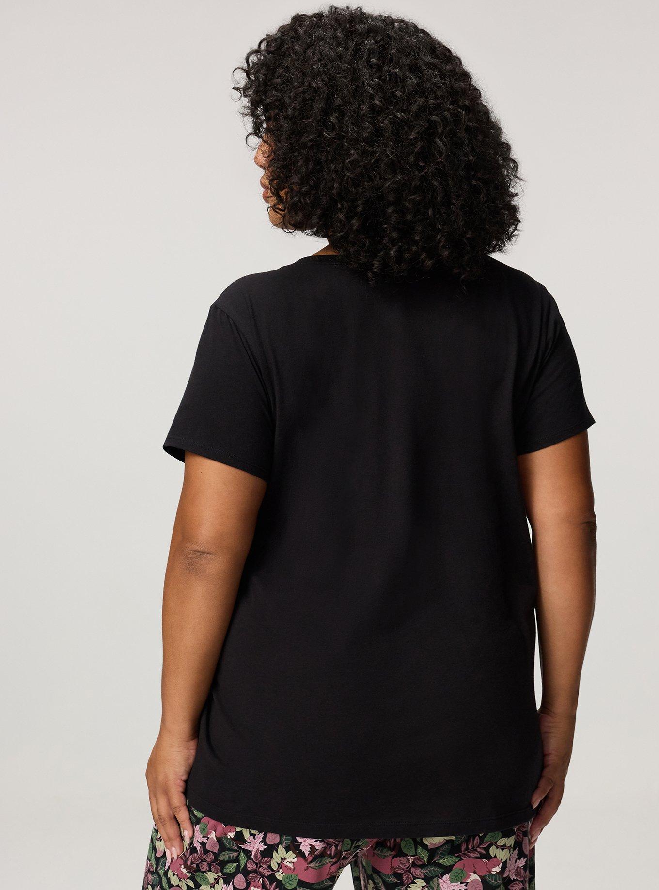 Cotton Relaxed Crew Sleep Tee, DO NOT DISTURB FOX BLACK, alternate