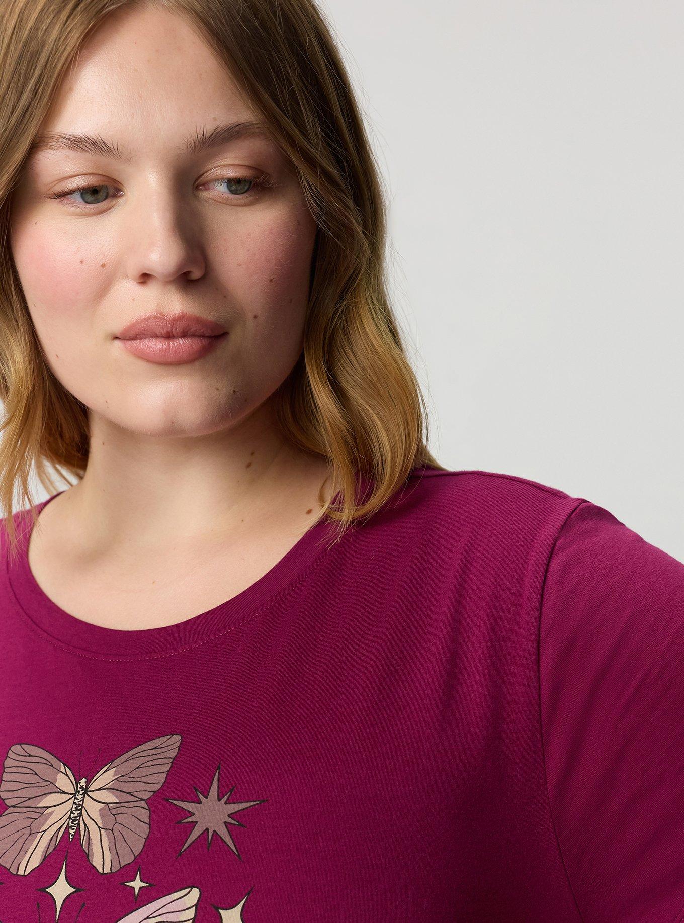 Cotton Relaxed Crew Sleep Tee, MARIPOSAS PURPLE, alternate