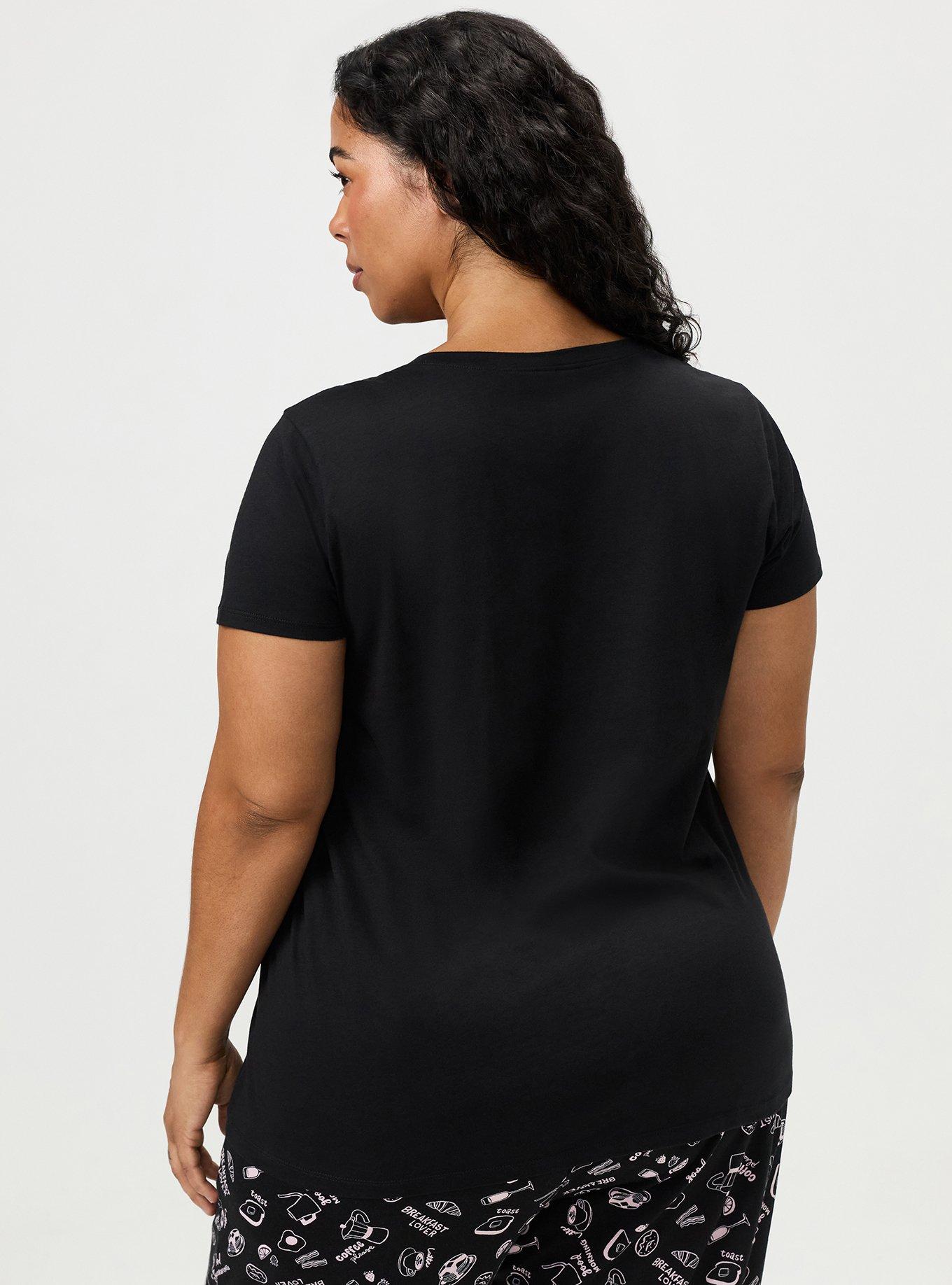 Cotton Relaxed Crew Sleep Tee, SLOW MORNINGS BLACK COFFEE, alternate