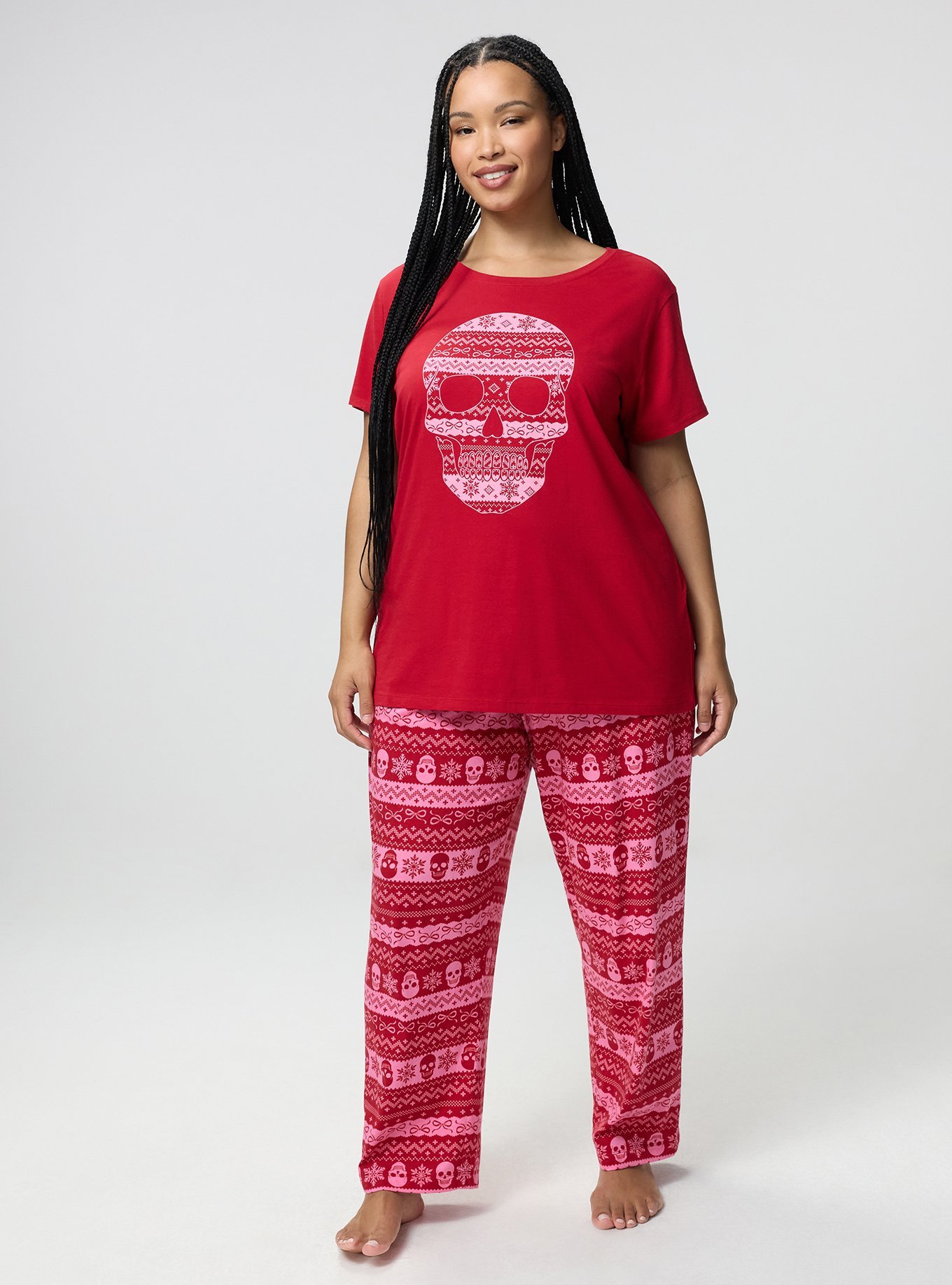 Cotton Relaxed Crew Sleep Tee, SKULL WINTERFAIR ISLE, alternate