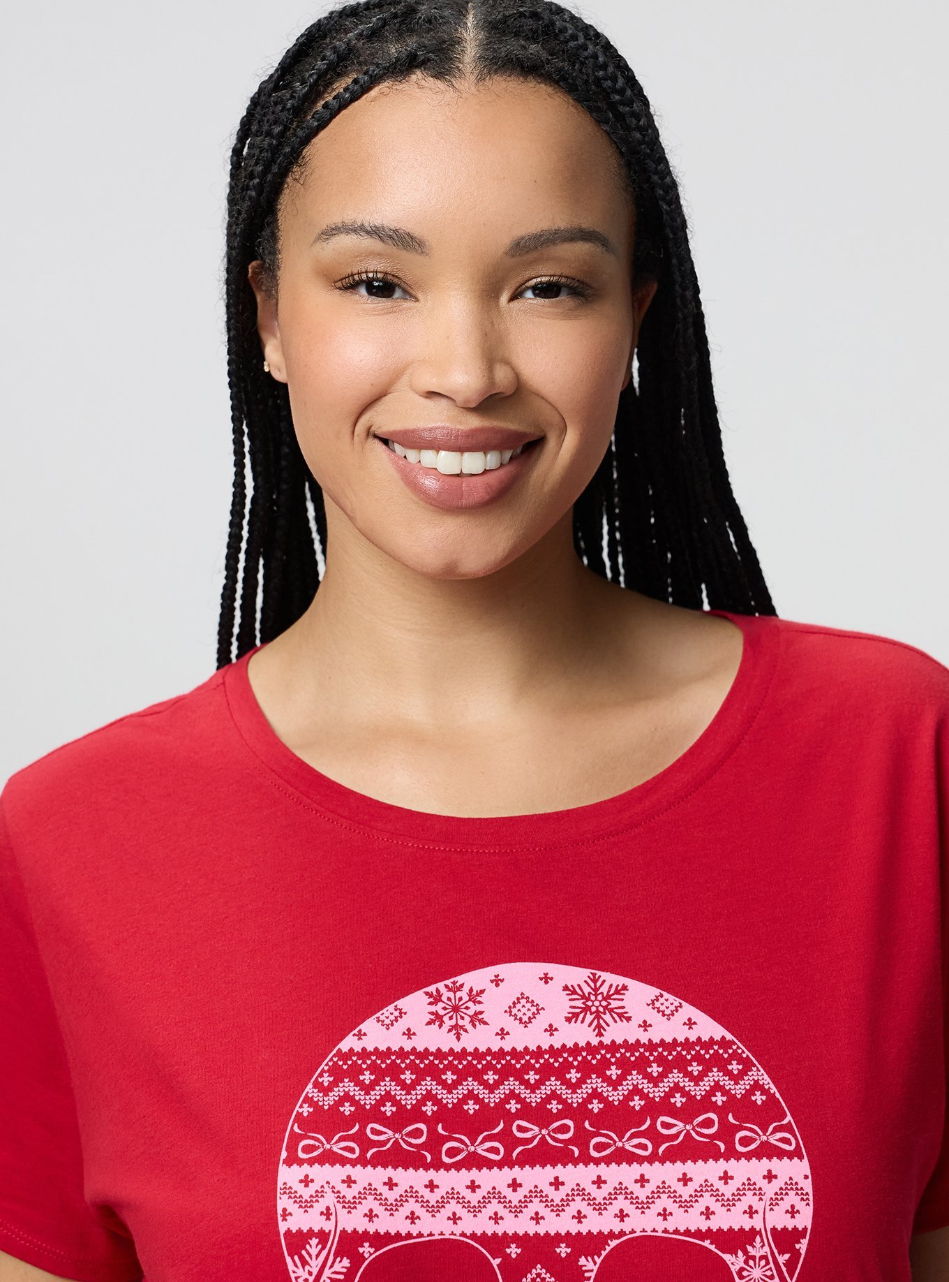 Cotton Relaxed Crew Sleep Tee, SKULL WINTERFAIR ISLE, alternate