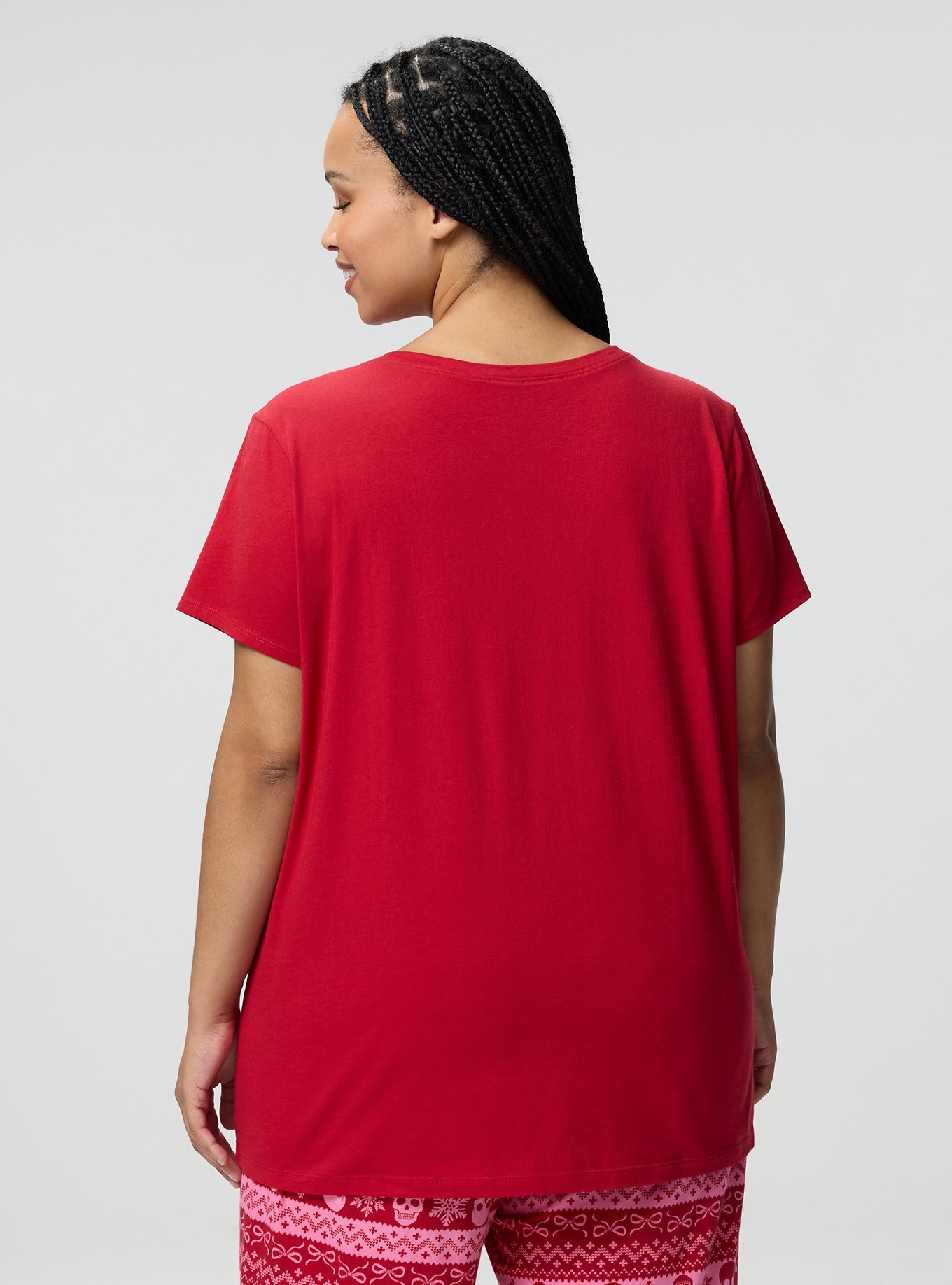 Cotton Relaxed Crew Sleep Tee, SKULL WINTERFAIR ISLE, alternate