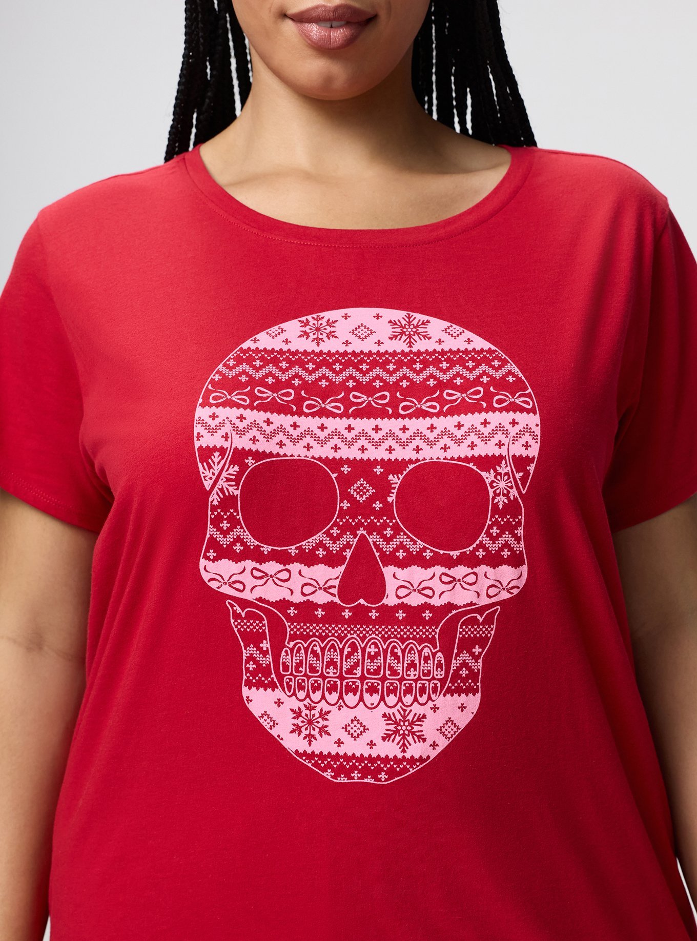 Cotton Relaxed Crew Sleep Tee, SKULL WINTERFAIR ISLE, alternate
