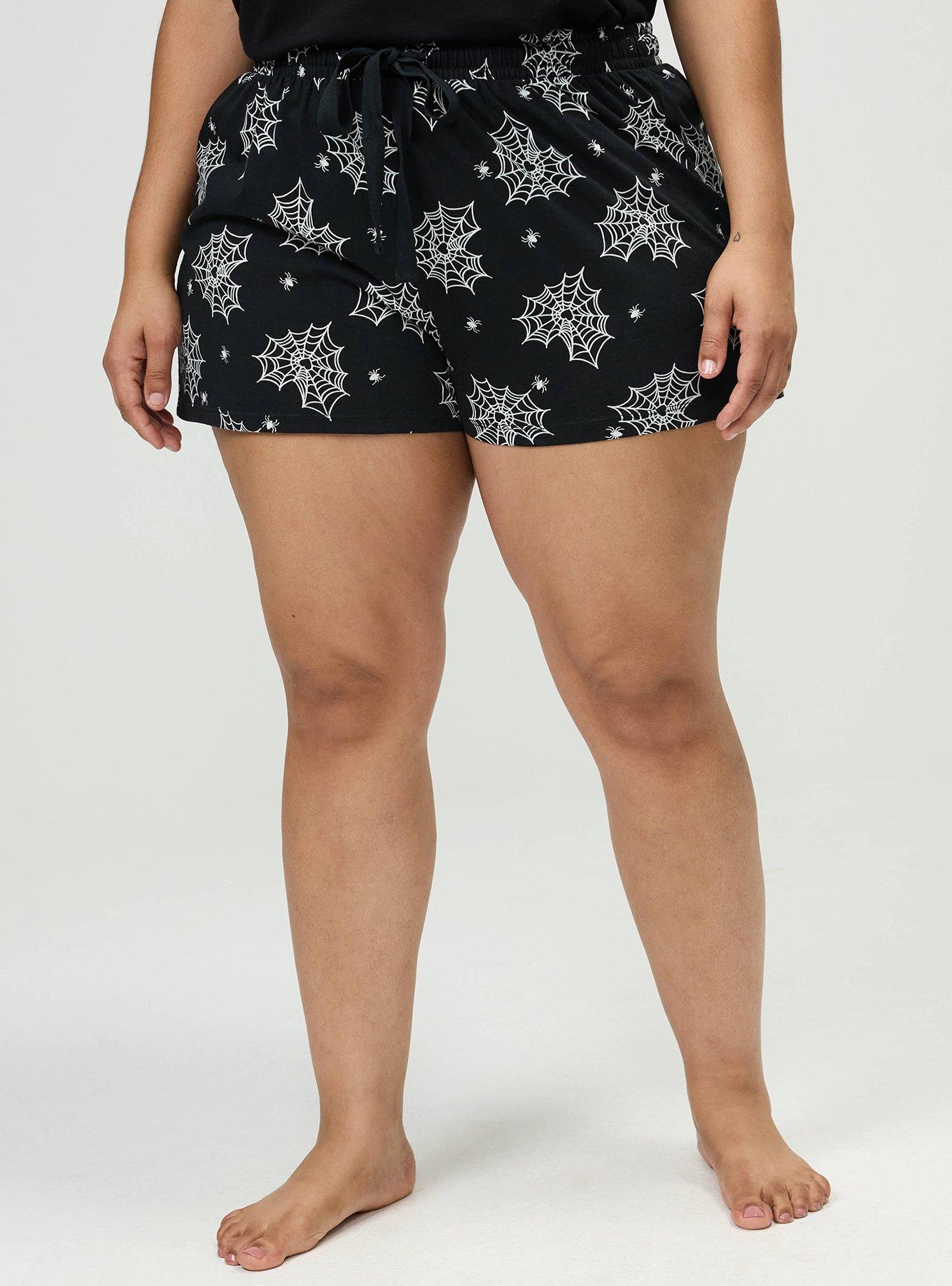 Plus Size Cotton Sleep Short, LOVE WEBS DEEP BLACK, alternate