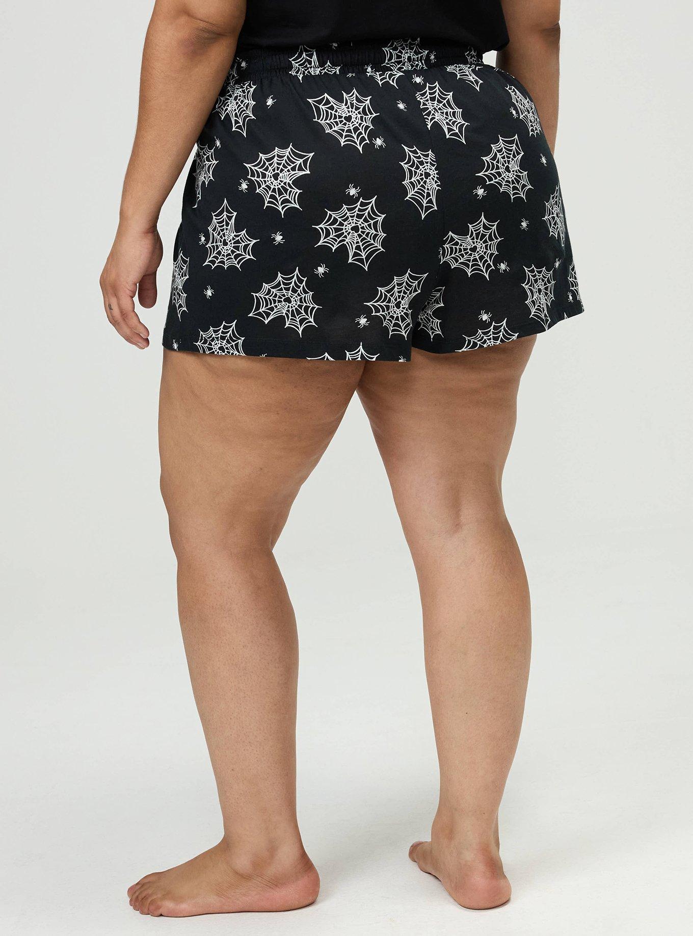 Plus Size Cotton Sleep Short, LOVE WEBS DEEP BLACK, alternate