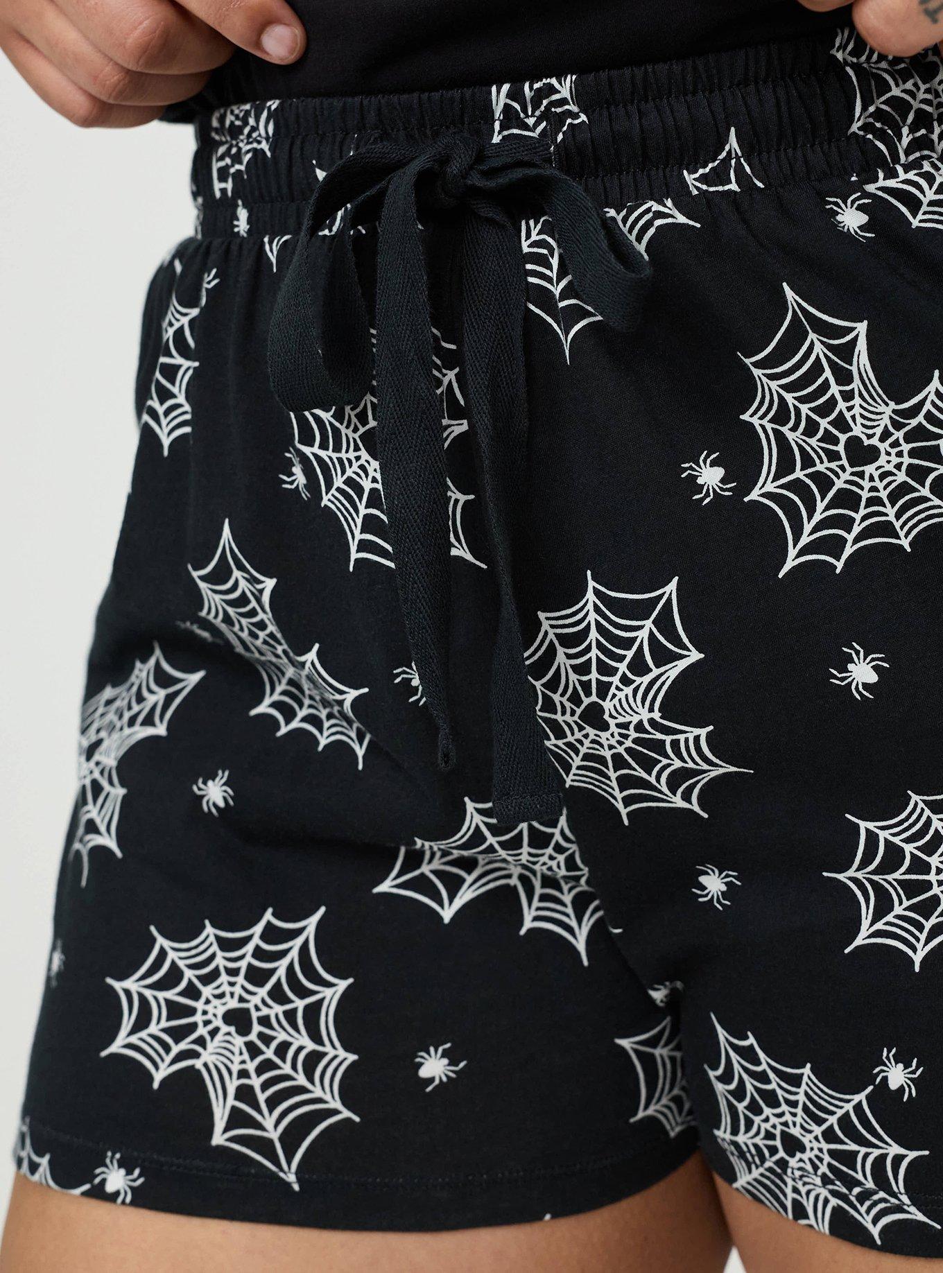Plus Size Cotton Sleep Short, LOVE WEBS DEEP BLACK, alternate