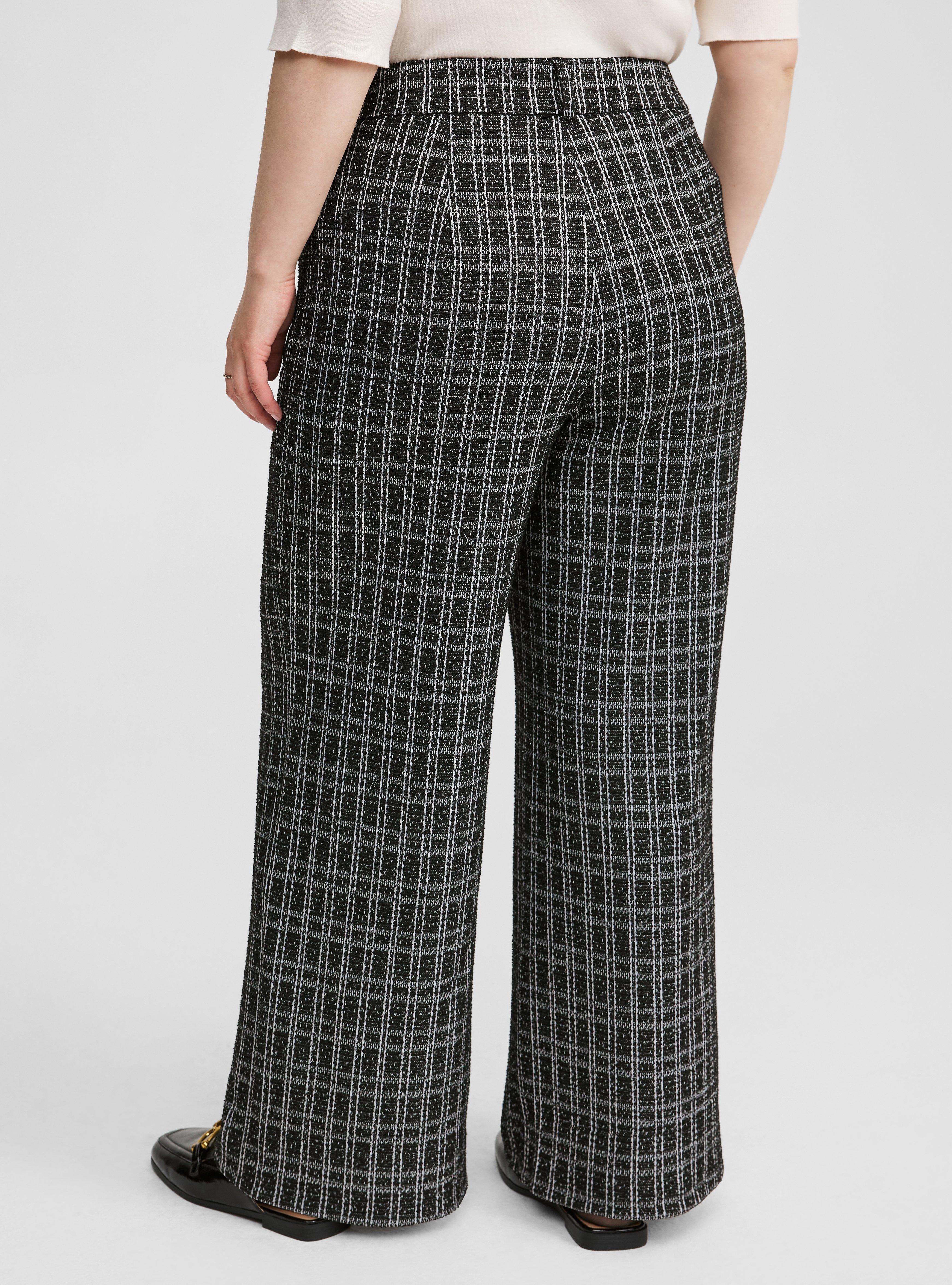 Pull-On Wide Leg Boucle High Rise Pant
