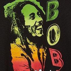 Bob Marley Classic Fit Cotton Long Sleeve Drop Shoulder Tee, DEEP BLACK, swatch