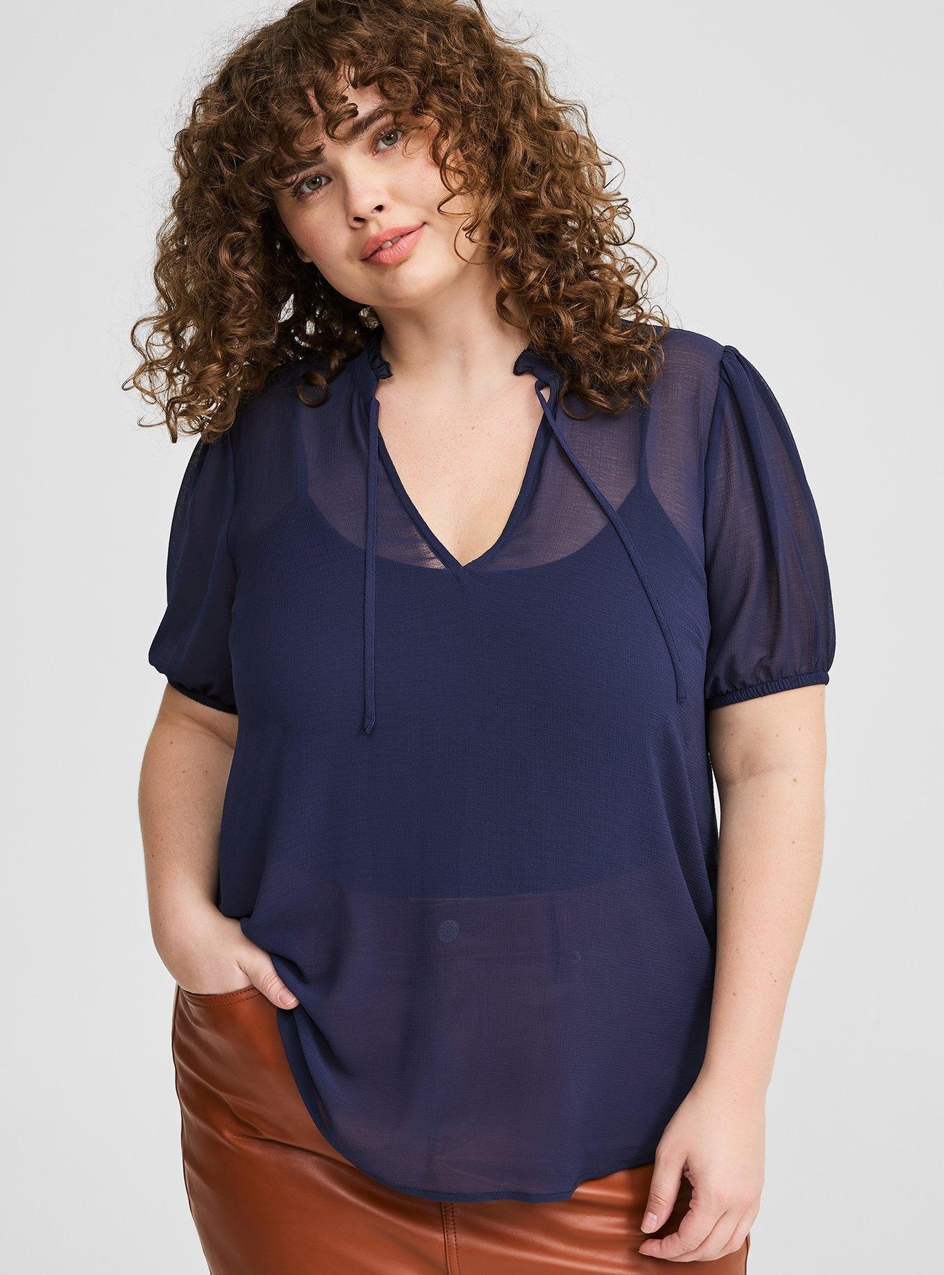 Chiffon Puff Short Sleeve Blouse