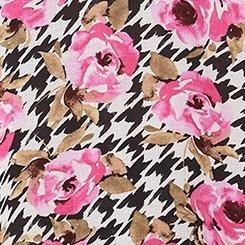 Chiffon Puff Short Sleeve Blouse, HERRINGBONE ROSES PLAID, swatch