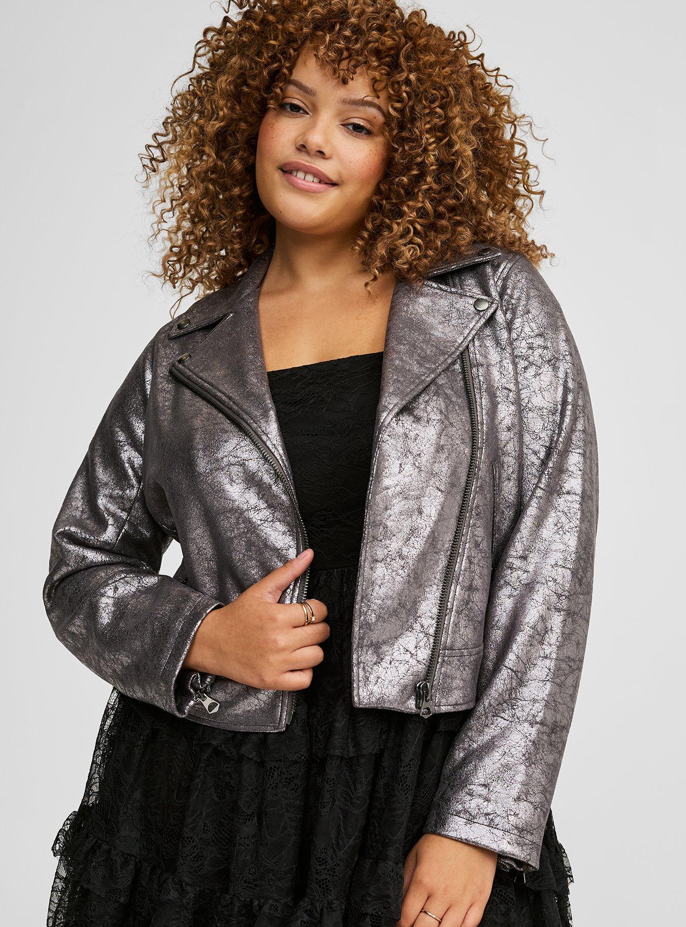 Plus Size Metallic Moto Jacket Torrid