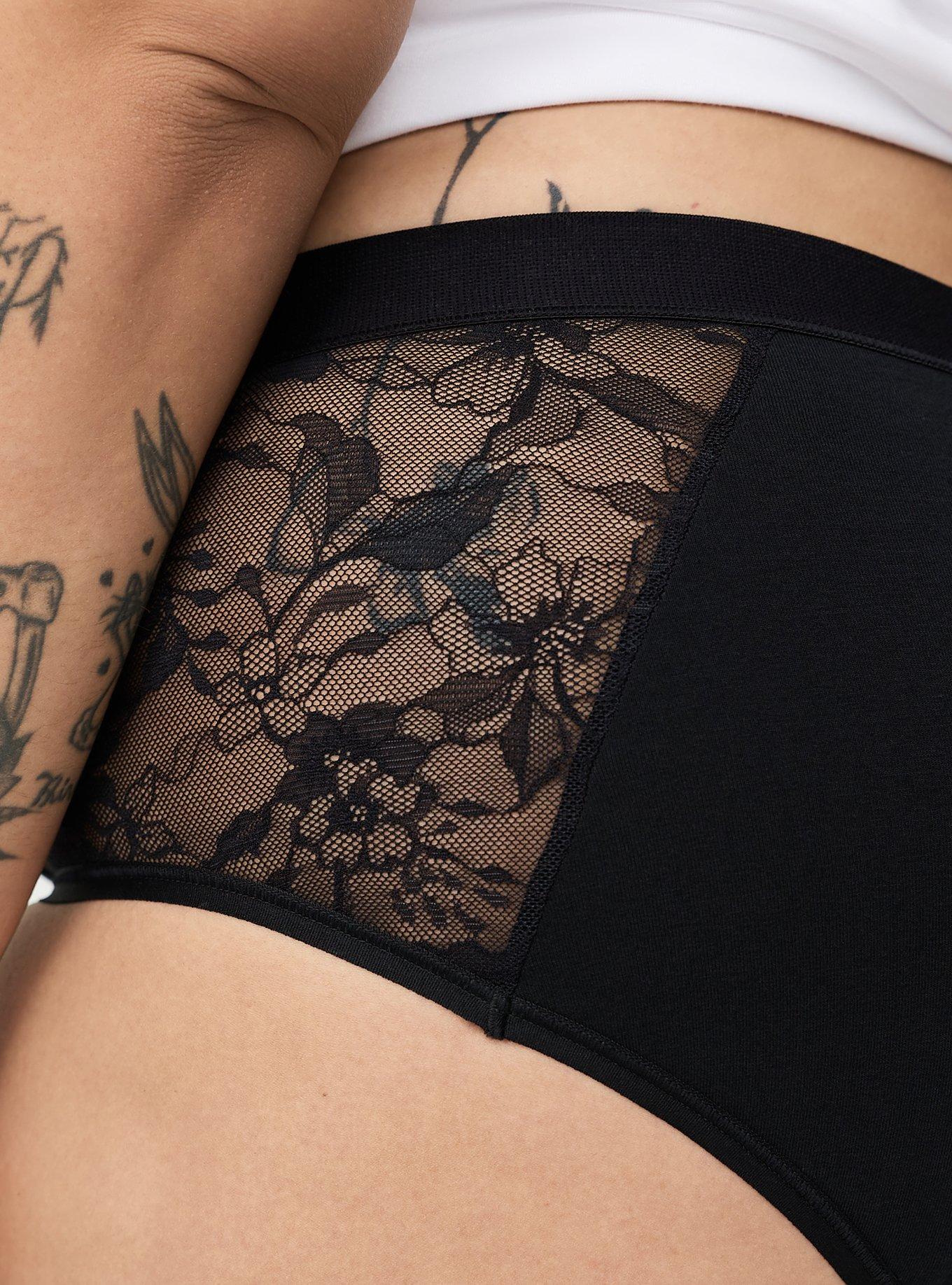 Leakproof Cotton & Lace Mid-Rise Hipster Panty