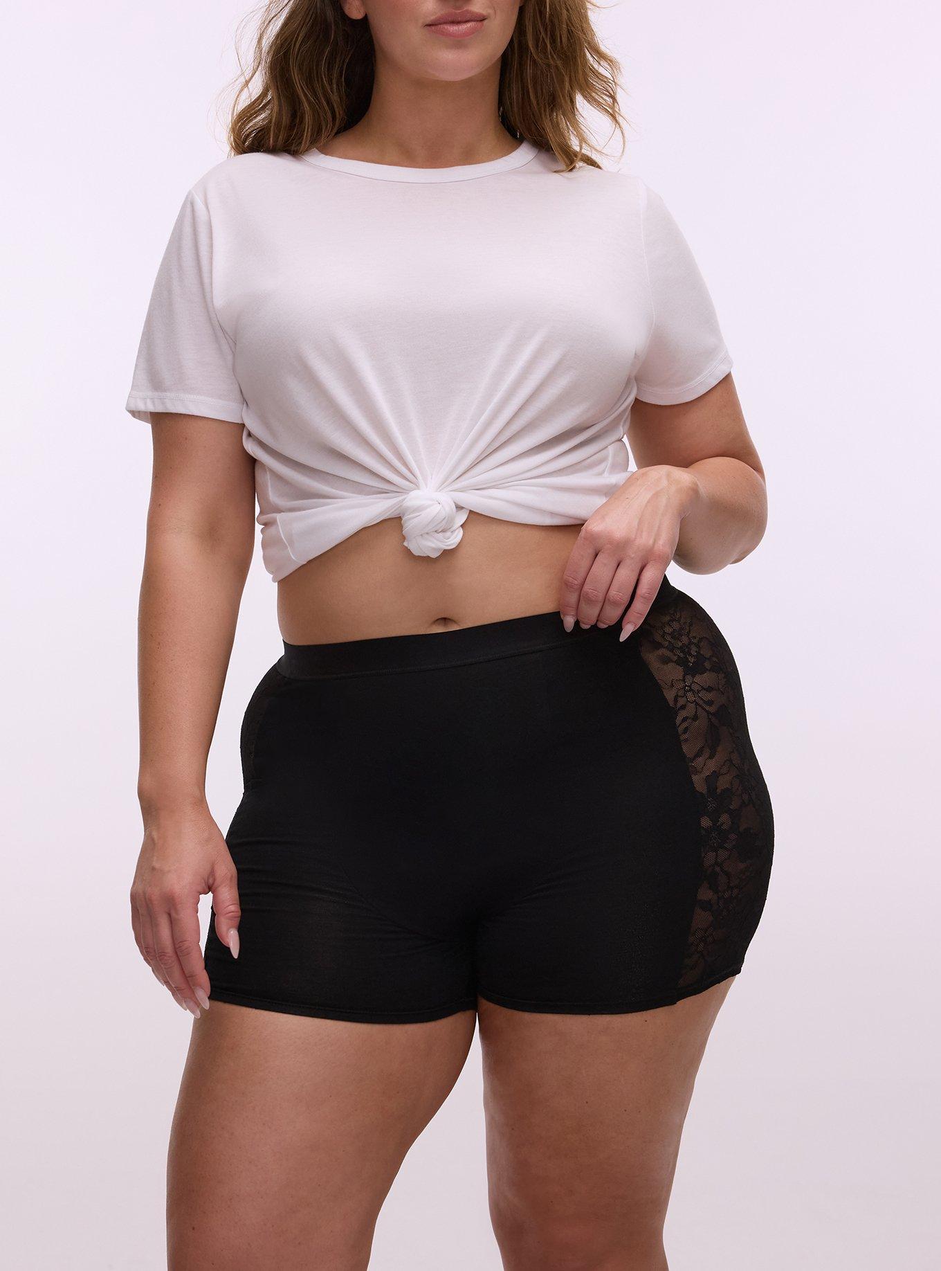 Leakproof Cotton & Lace High-Rise Shortie Panty, RICH BLACK, alternate