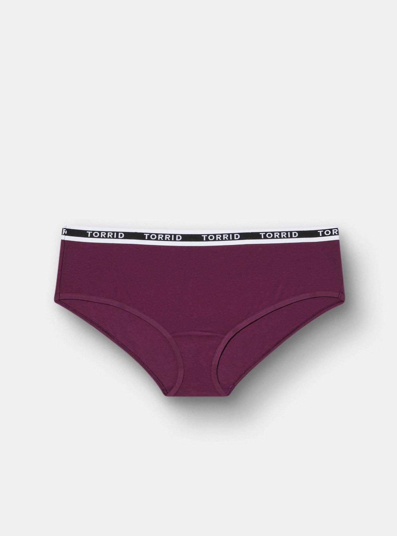 Cotton Mid-Rise Hipster Logo Panty, POTENT PURPLE, hi-res