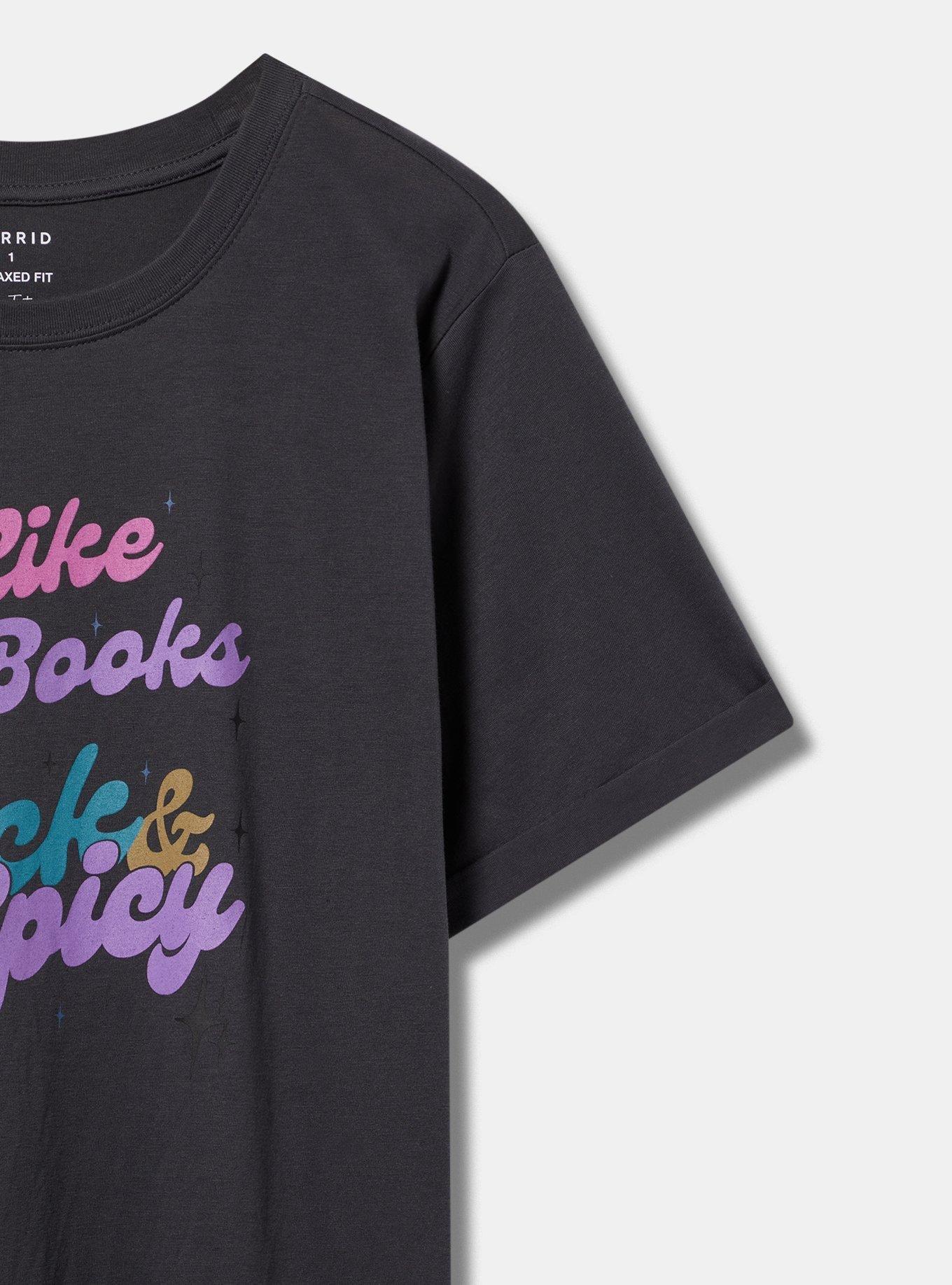 I Like My Books Relaxed Fit Cuffed Cotton Crew Tee