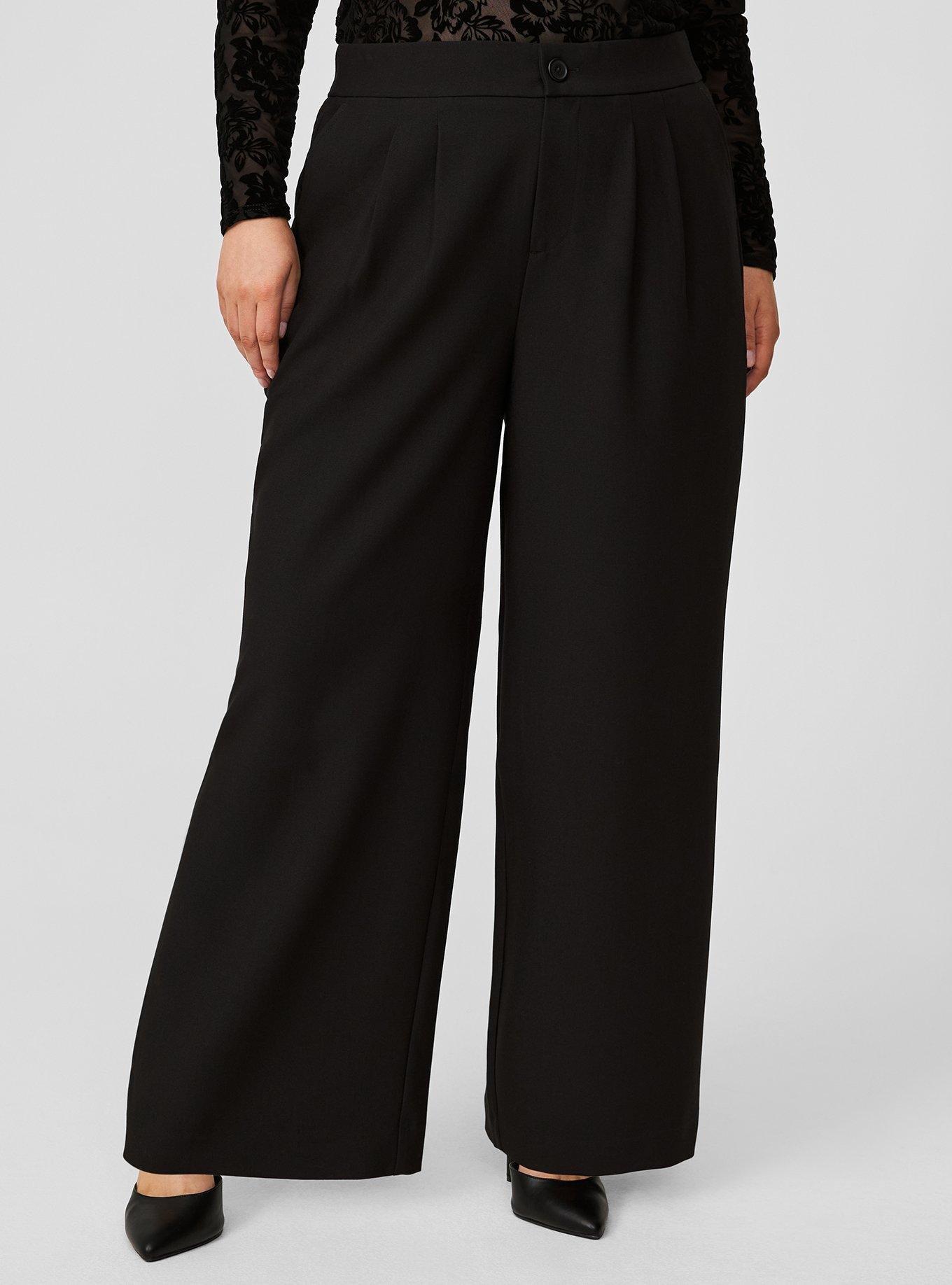 Tailored Twill High Rise Wide Waist Leg Pant