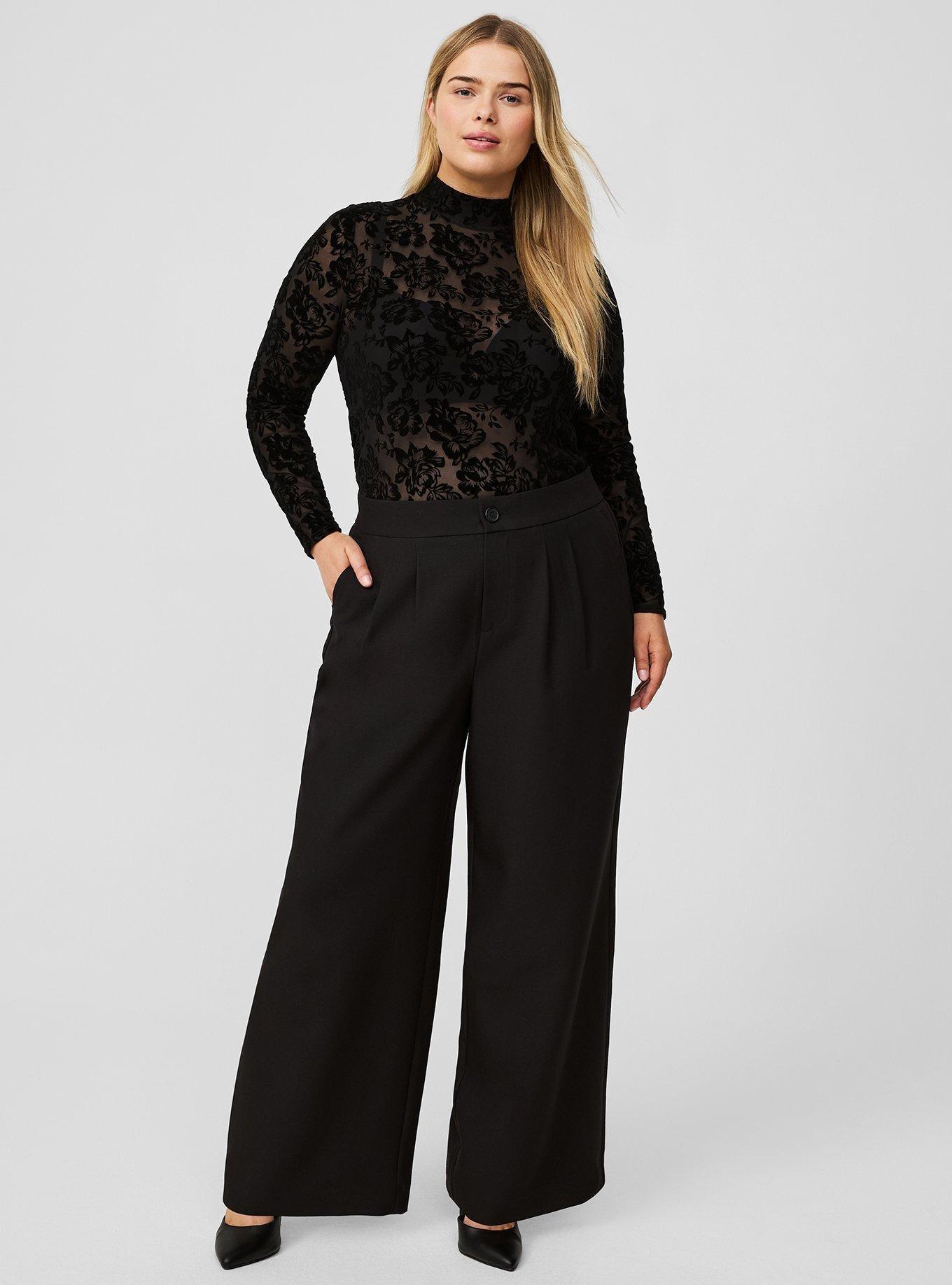 Tailored Twill High Rise Wide Waist Leg Pant